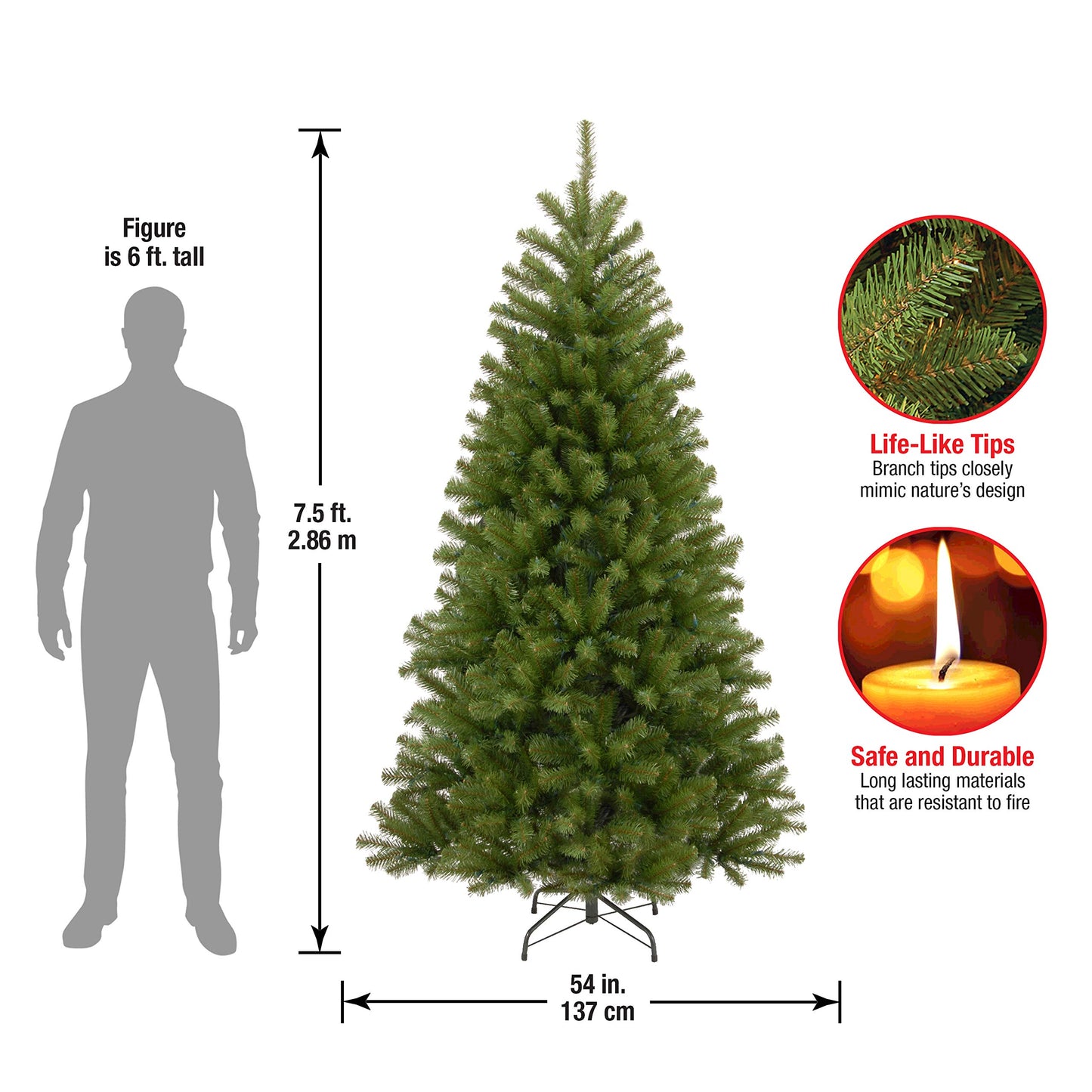 National Tree Company 7.5 ft Unlit North Valley Spruce Artificial Christmas Tree, 1,346 Tips, Includes Stand, Green - Medaid International
