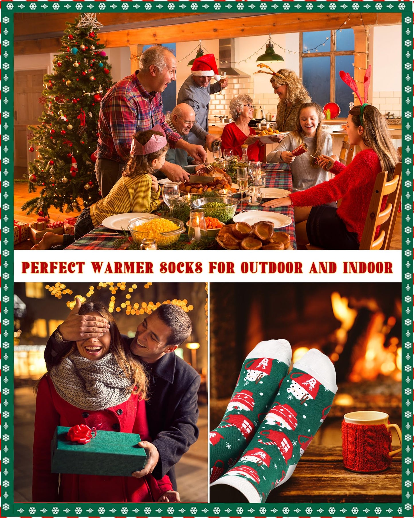 Suhine Christmas Socks Bulk for Women Men Crew Cotton Novelty Xmas Santa Claus Socks for Christmas Holiday Gifts(36,Stylish Style) - Medaid International