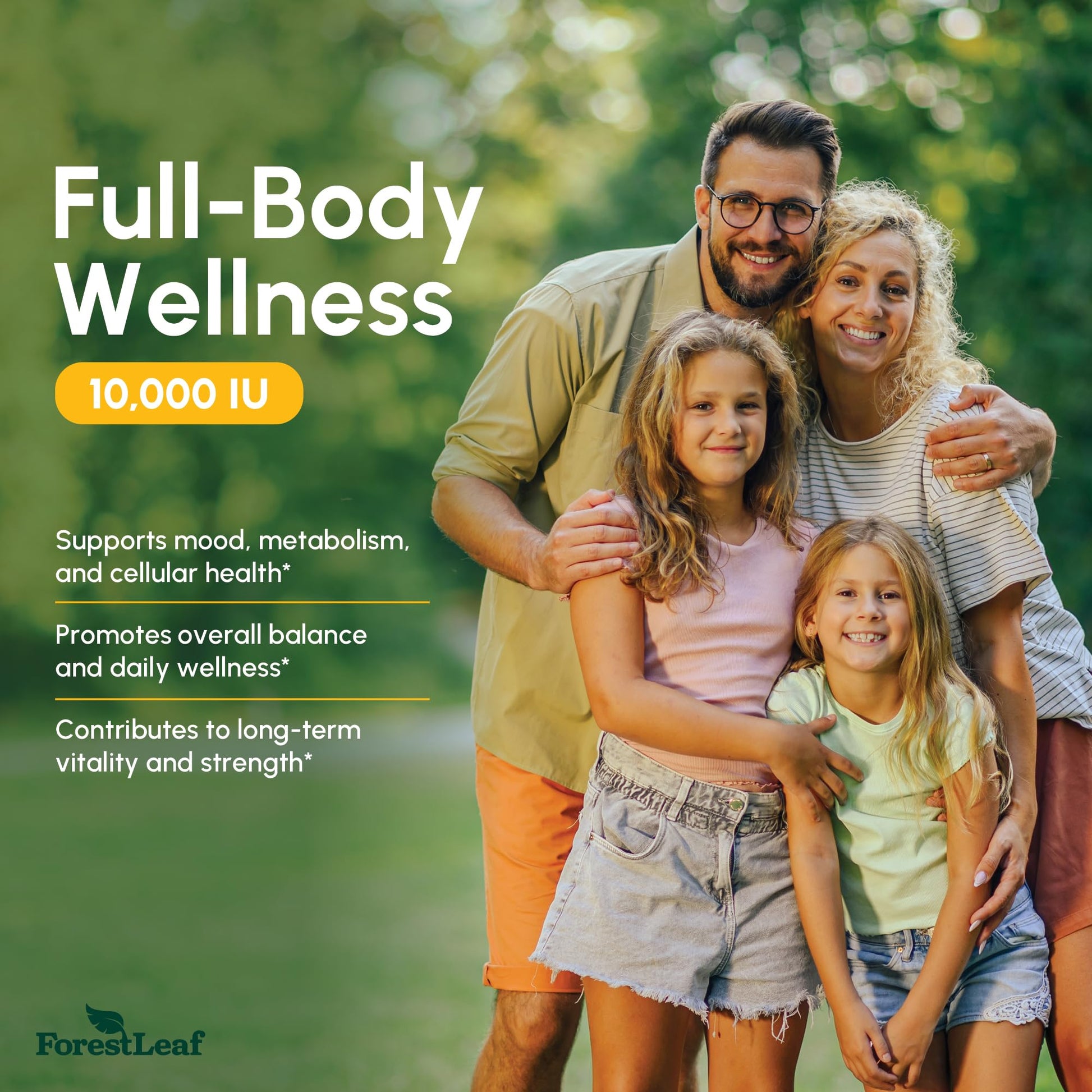 ForestLeaf Vitamin D3 10,000 IU | VIT D - VIT D3 Vitamin D Supplements for Women and Men | Bone Health, Teeth and Immune Support | Easy to Swallow Pills | High Potency Daily, 6-Month Supply, 180 Caps - Medaid International