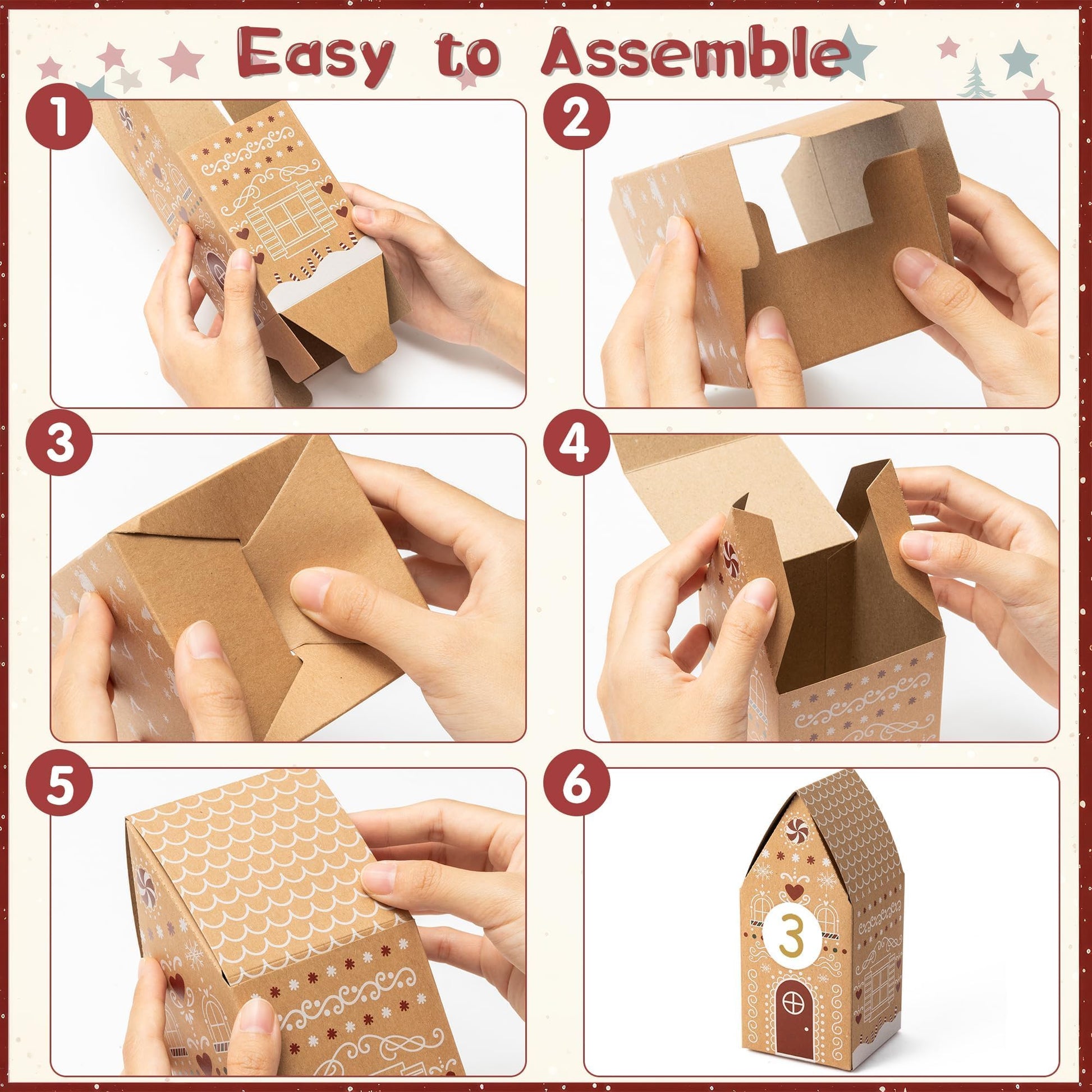 AsodSway Christmas Advent Calendar Boxes - 28P Christmas Candies Treats Boxes Empty Advent Calendar Boxes to Fill 24 Days Xmas Advent Countdown Number Label Stickers Kraft Paper Xmas Gift House Boxes - Medaid International