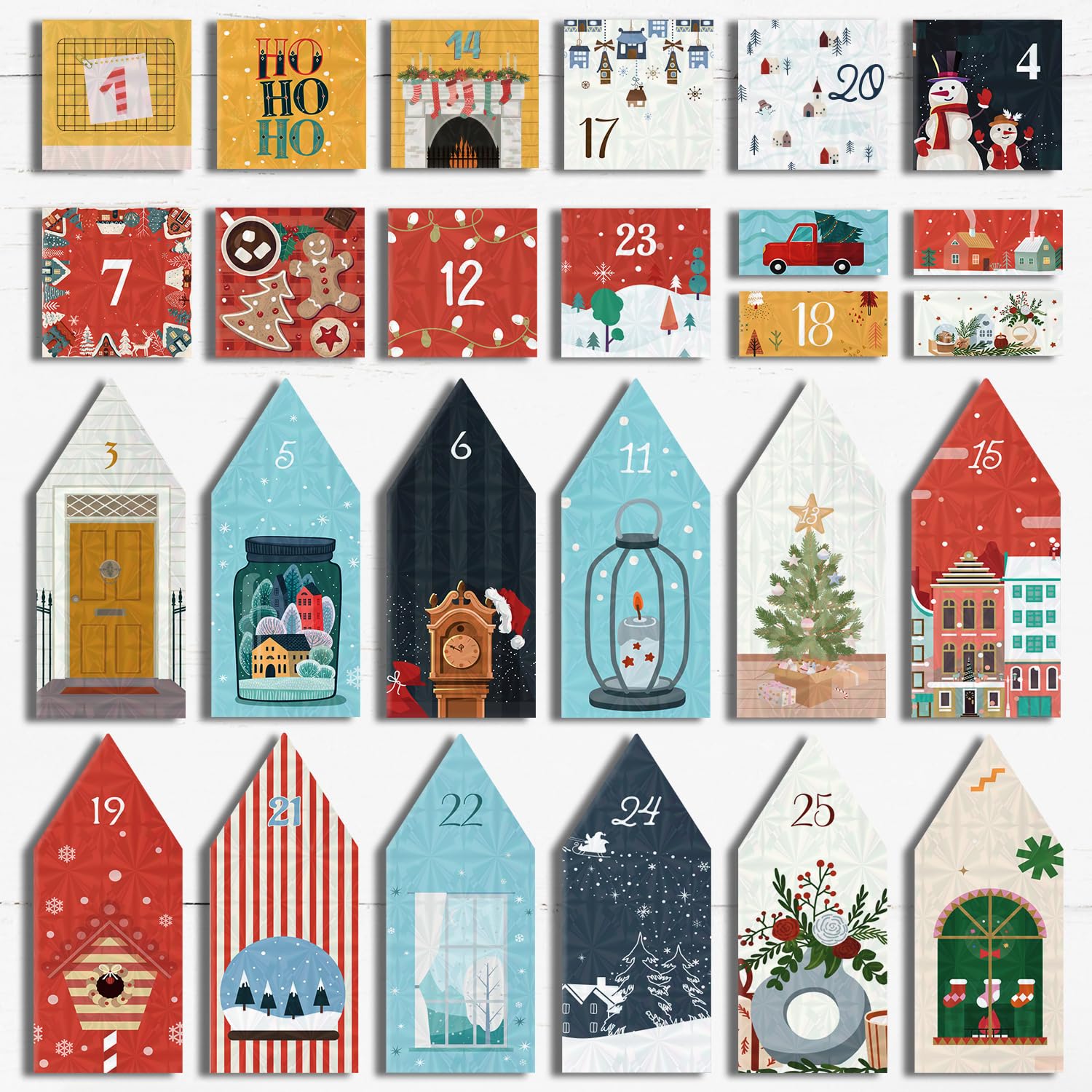 DIY Christmas Advent Calendar Boxes to Fill, 25 Numbered Empty Advent Calendar Houses Boxes, 2025 Countdown Advent Calendars Surprise Gift Boxes for Kids Family Friends, XMAS Holiday Decor -25 Designs - Medaid International