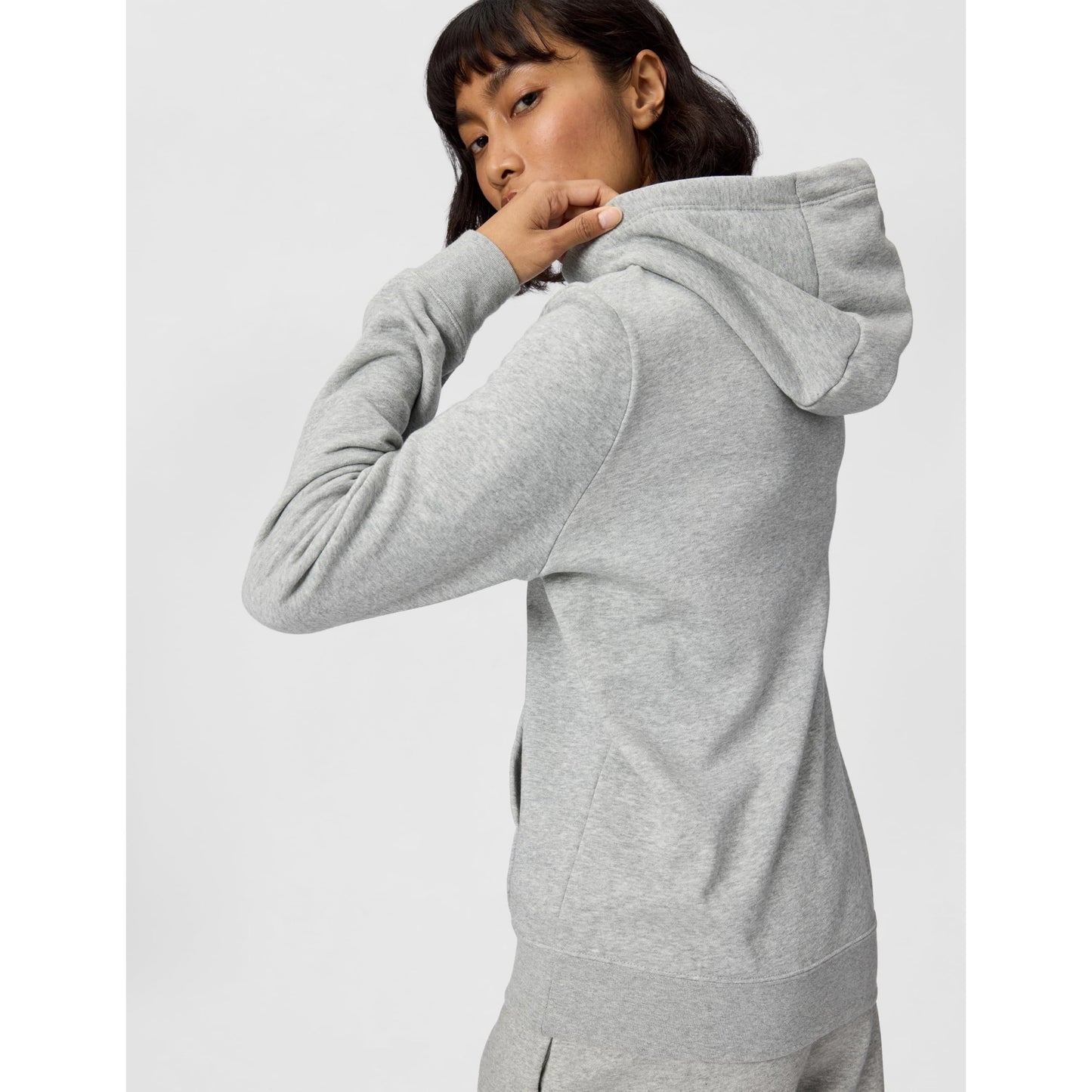 Nike Women's Sportswear Club Fleece Pullover Hoodie, Dark Grey Heather/White, Large - Medaid International