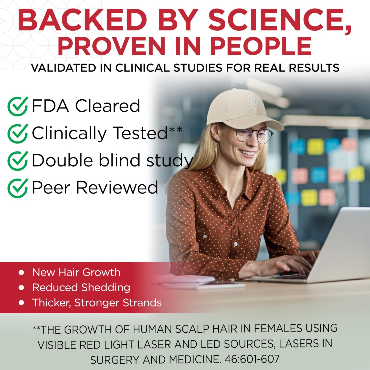 GroWell Red Light Therapy Hair Growth Cap – FDA Cleared Laser Treatment for Hair Regrowth and Reduced Shedding – LED & Laser Red Light Therapy Clinically Proven in Double-Blind Studies -Beige - Medaid International