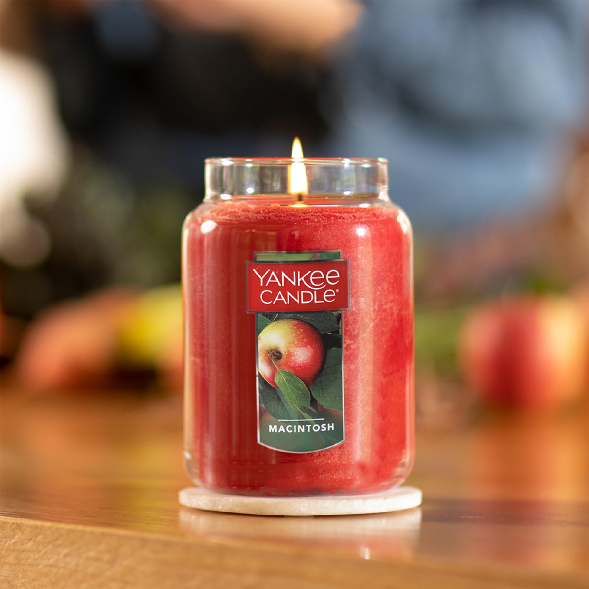 Yankee Candle Macintosh Scented, Classic 22oz Large Jar Single Wick Candle, Over 110 Hours of Burn Time - Medaid International