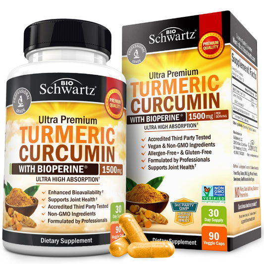 Turmeric Curcumin with Black Pepper Extract 1500mg - High Absorption Ultra Potent Turmeric Supplement with 95% Curcuminoids and BioPerine - Non GMO Tumeric Capsules for Joint Support - 90 Capsules - Medaid International