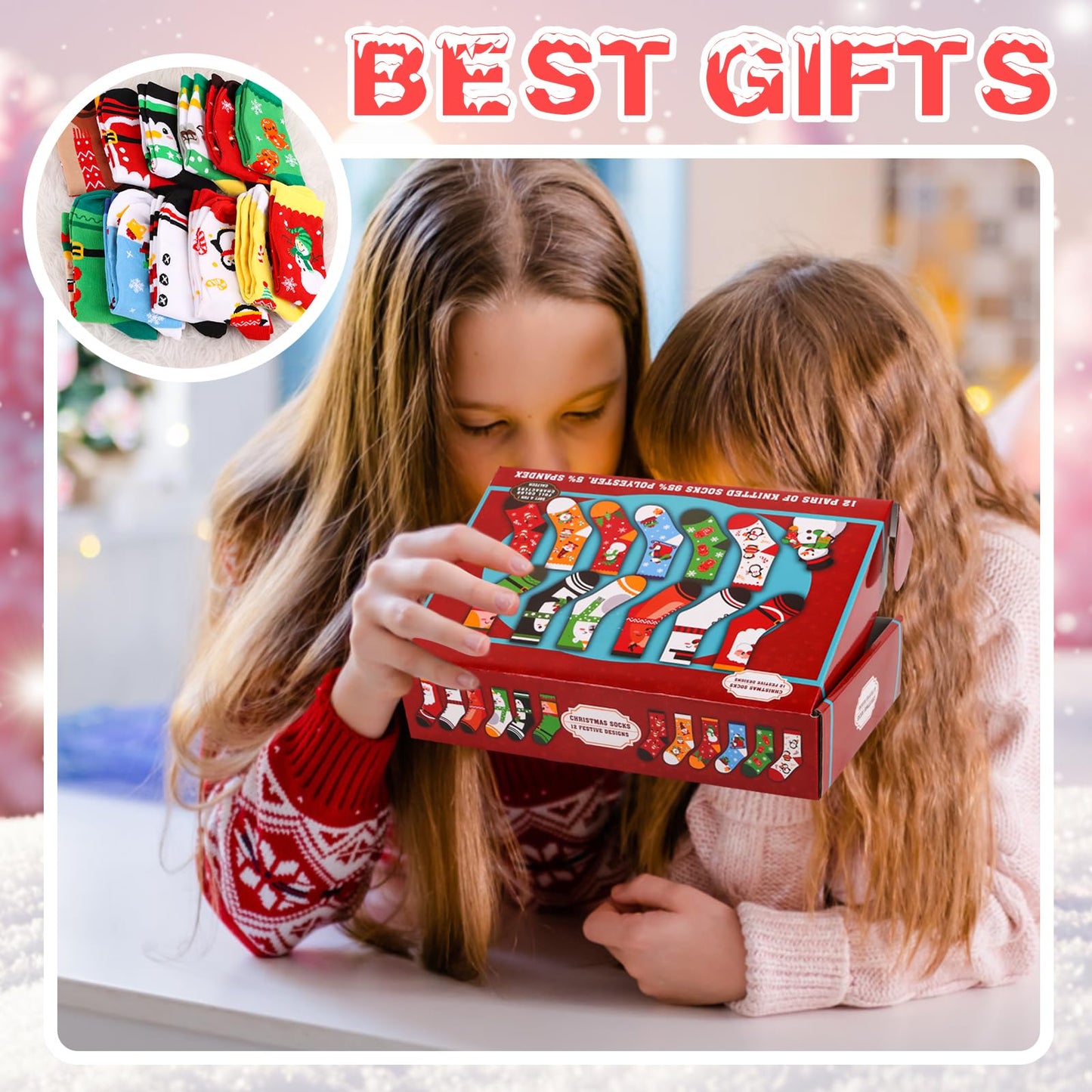 CCINEE 12 Pairs Christmas Holiday Socks Unisex, Festive Christmas Socks Bulk Novelty Cozy Cotton Sock for Adults Women Men Winter Xmas Holiday Gifts Stocking Stuffers - Medaid International