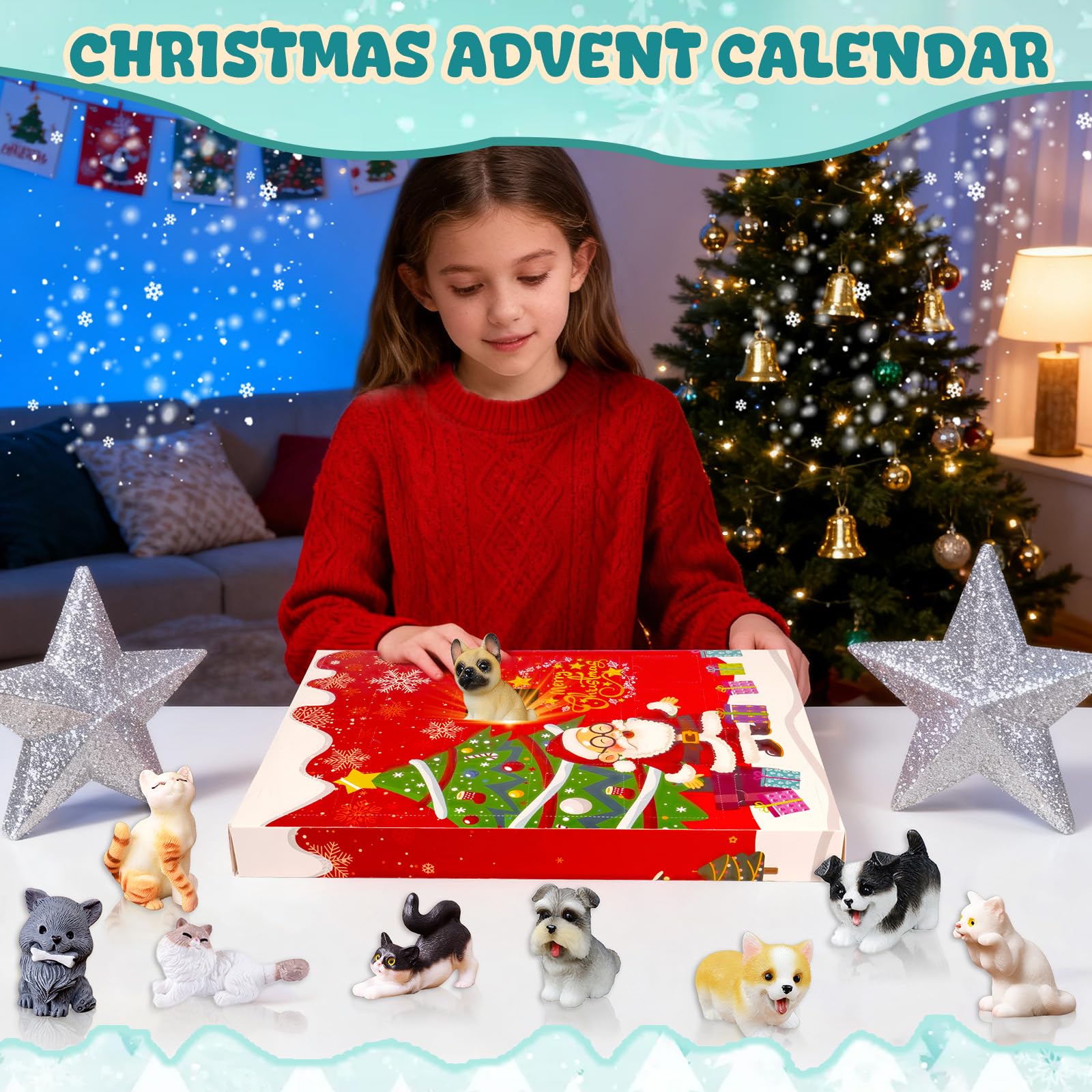 Bbiamsleep Christmas Advent Calendar 2025 Mini Cat Dog Figurines 24 Days Dog Cat Figurines Countdown Christmas Animal Advent Calendar for Xmas Party Gifts Home Decorations - Medaid International