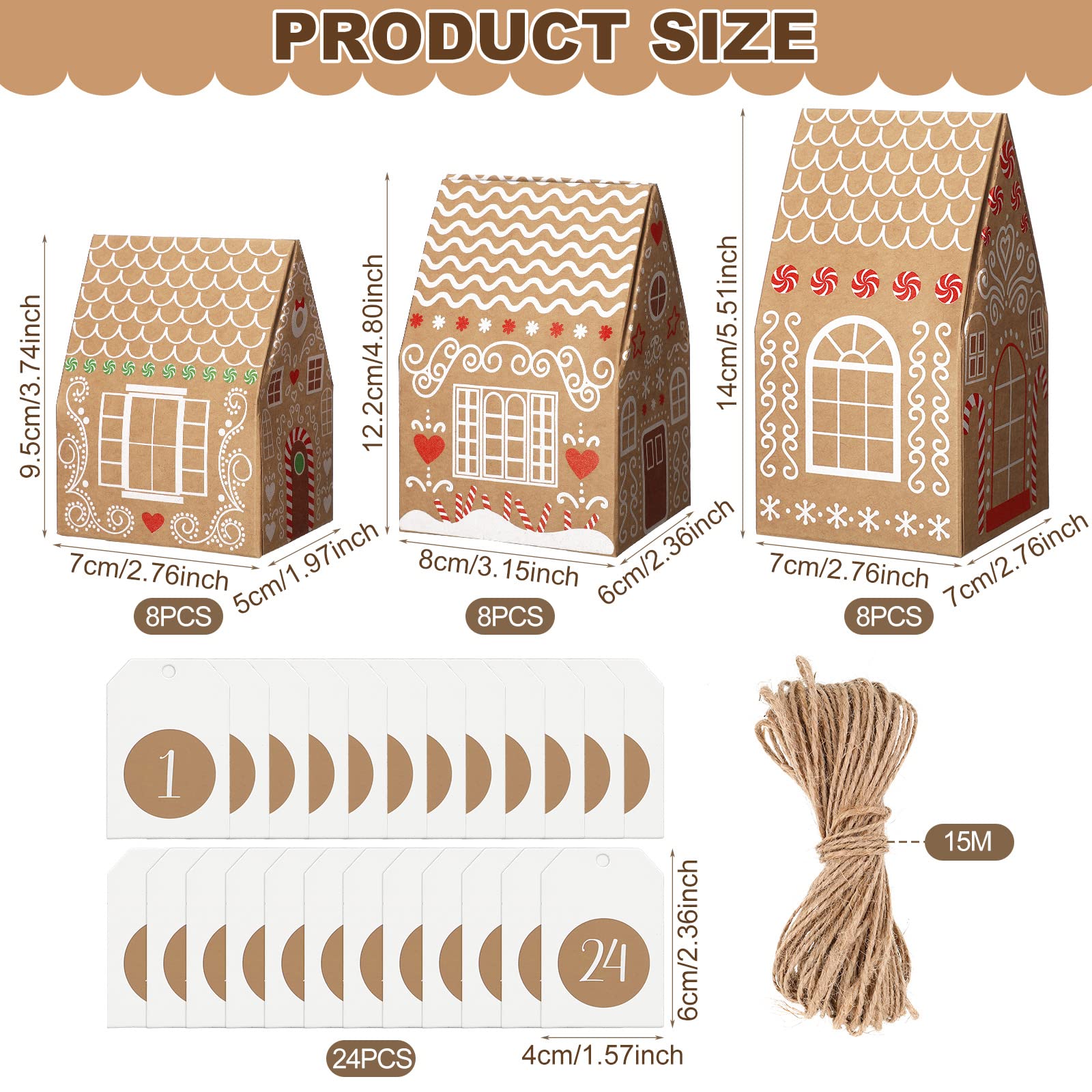 Woanger 24 Empty Advent Calendar Boxes to Fill, Christmas DIY Advent Calendar 24 Days Countdown Gift Xmas Gingerbread House Candies Treats Boxes for 2025 Xmas Holiday Decor(Stylish Style) - Medaid International