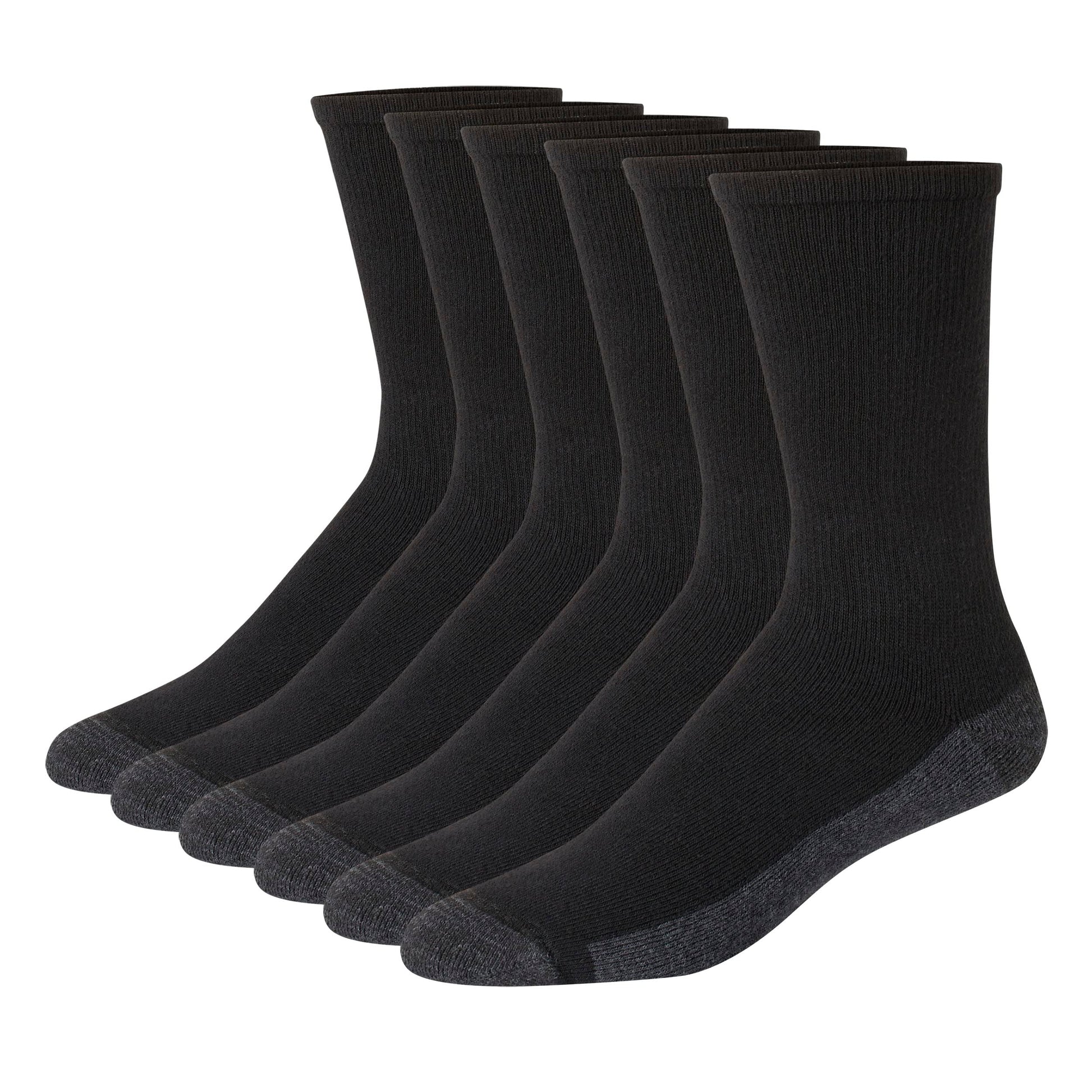Hanes Mens Max Cushioned Socks, Moisture-wicking With Odor Control, 6-pack B&T ComfortTop White Crew, Black/Grey Foot Bottom - 6 Pack, 12-14 US - Medaid International