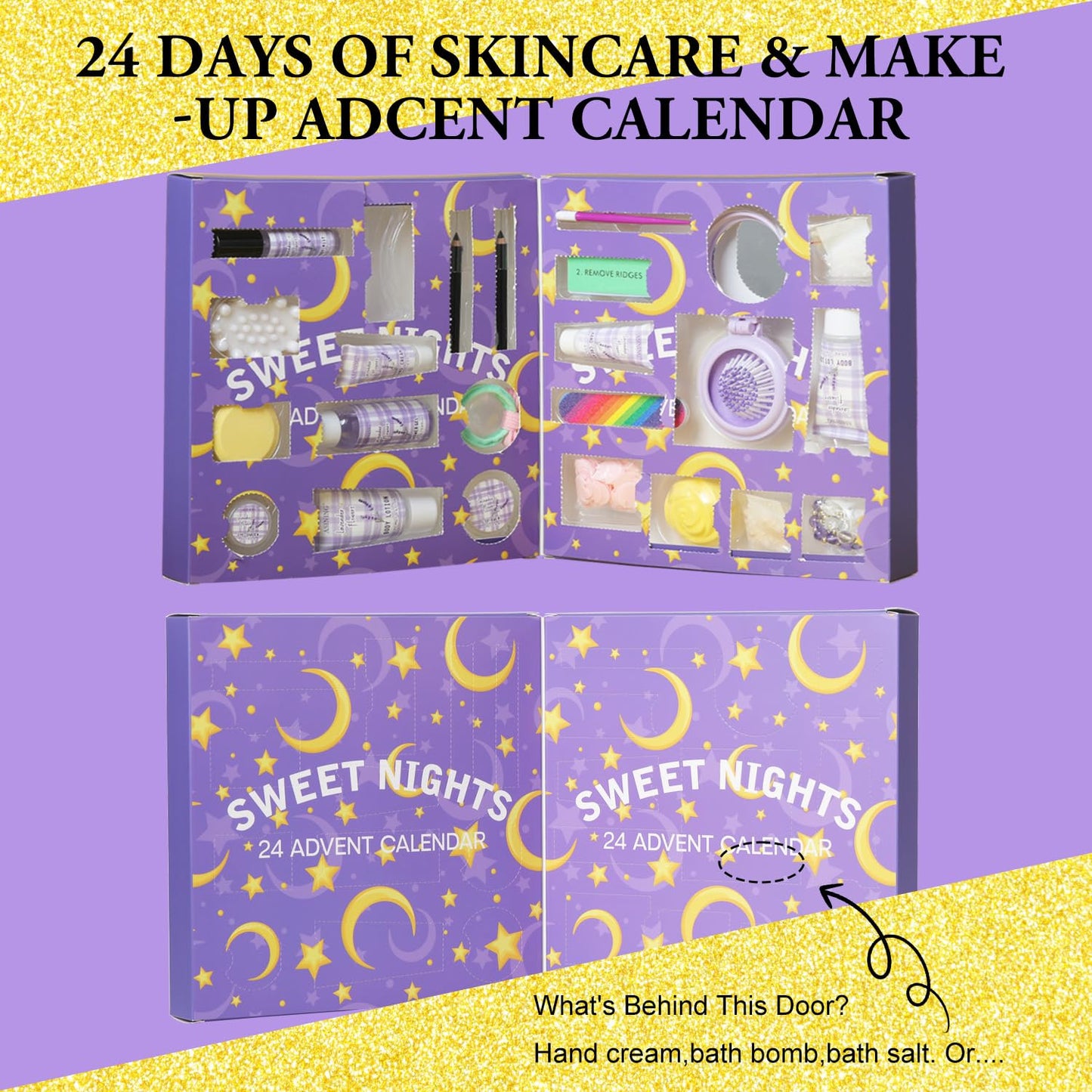 Beauty Advent Calendar 24 Days of Holiday Advent Calendar for Women, Mom, Wife, Her Holiday Gift,Pamper Kit- Unique Lavender Spa Gifts Basket Set Self-Care Spa Set – Body Care Skin Care - Medaid International
