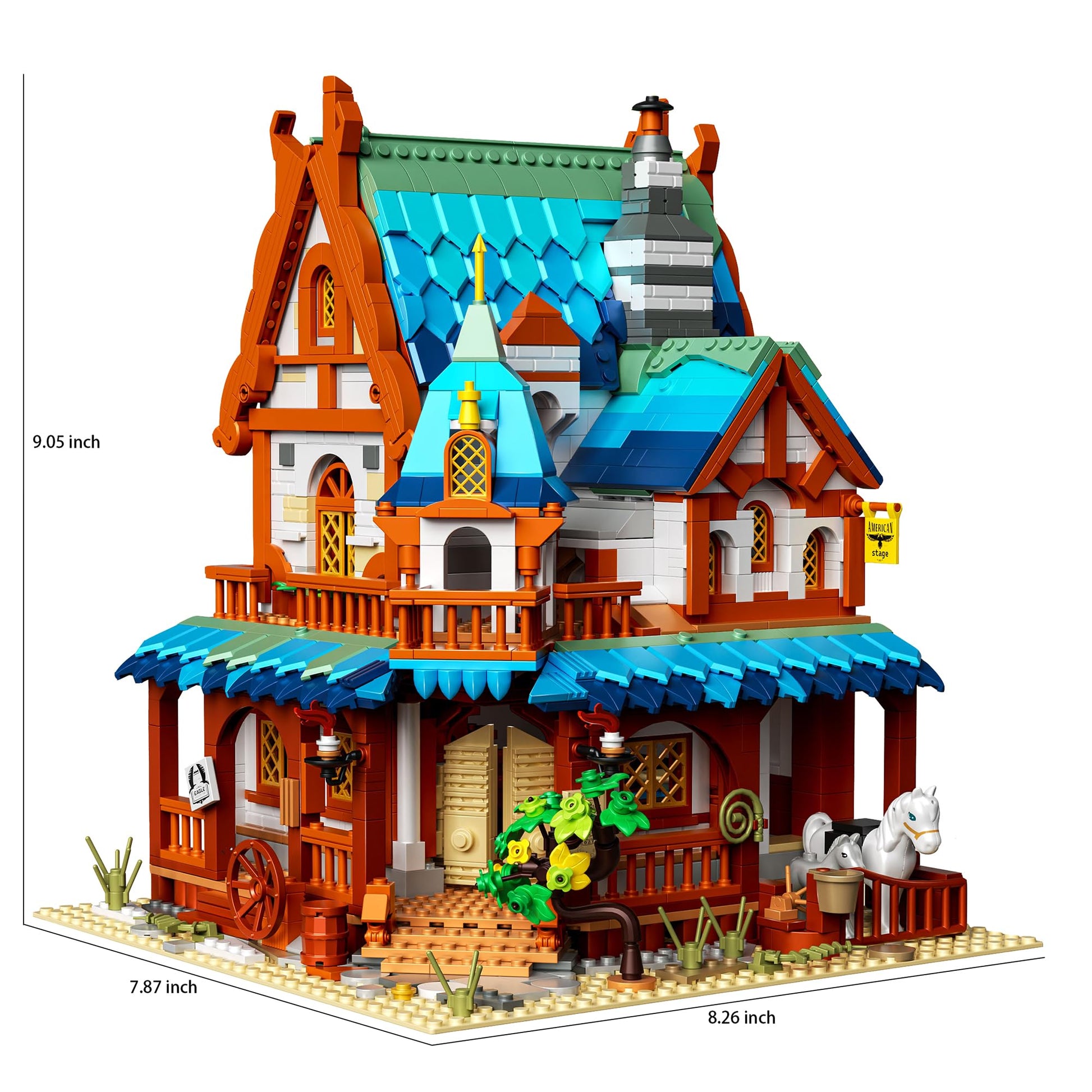 Yunsphere Classic Medieval Waystation Lighting Building-Bricks Set, Mini Post Station Building Model Set,LED DIY Christmas Holiday House,Gift for Boys,Girls and Adults (1767 Pcs) - Medaid International