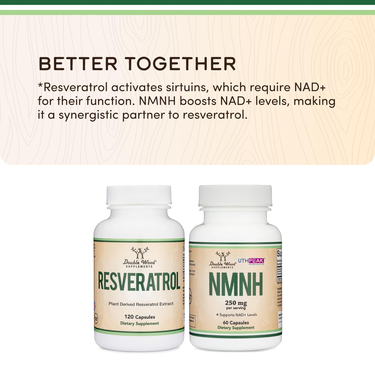 Resveratrol Supplement 500mg Per Serving, 120 Capsules (Resveratrol Polygonum Root Extract Providing 50% Trans Resveratrol) Healthy Aging Support by Double Wood - Medaid International