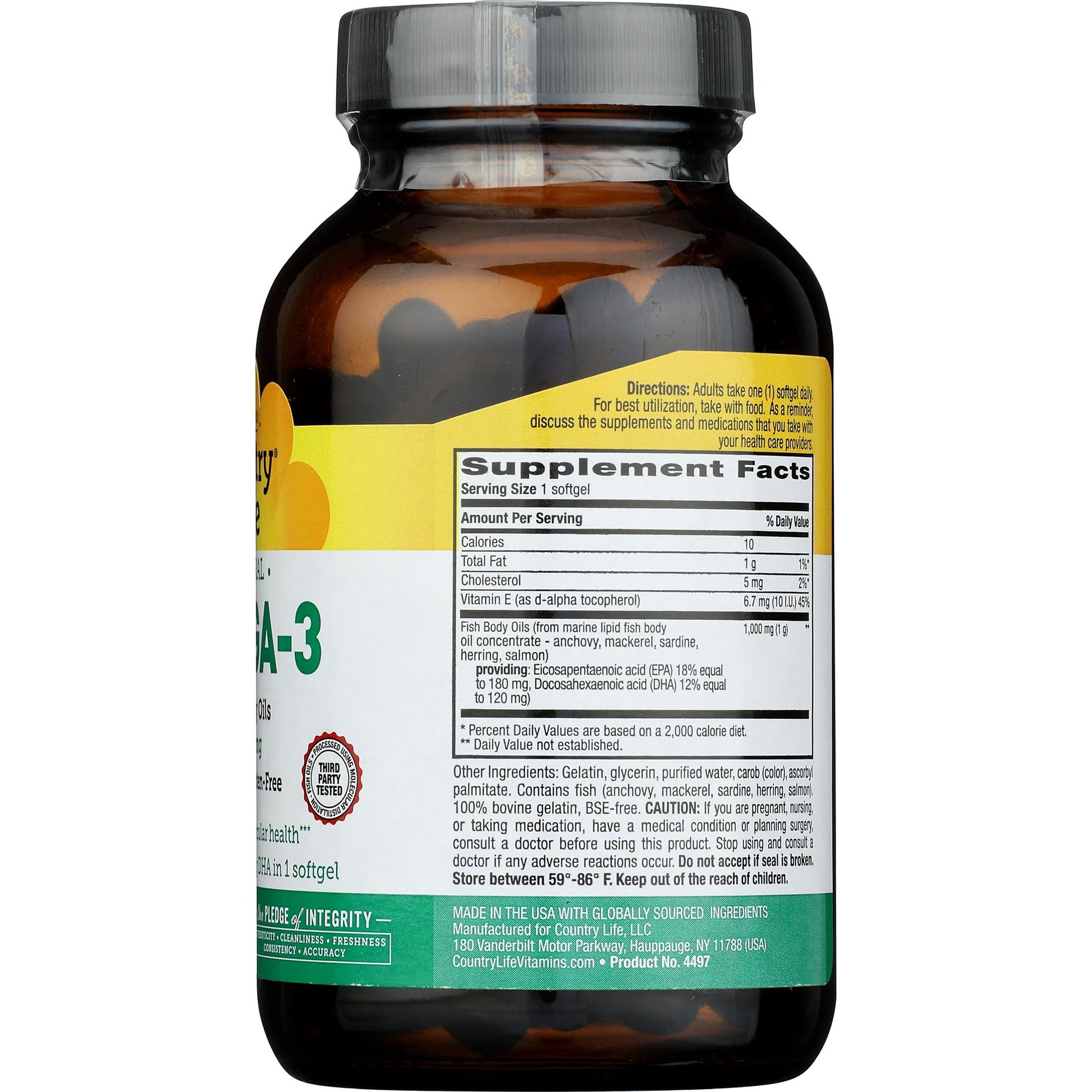 Country Life Omega 3 Fish Oil 1000 Mg, 100 Ct - Medaid International