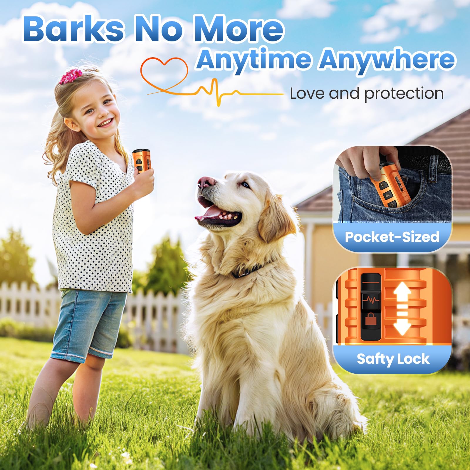 Cbersmg Dog Bark Deterrent Device 3X Anti Barking Device for Dogs, 5 Modes Stop Neighbors Dog Barks No More Safe for All Dogs 50FT Bark Control Indoor Outdoor with Flashlight,Dog Training Device - Medaid International