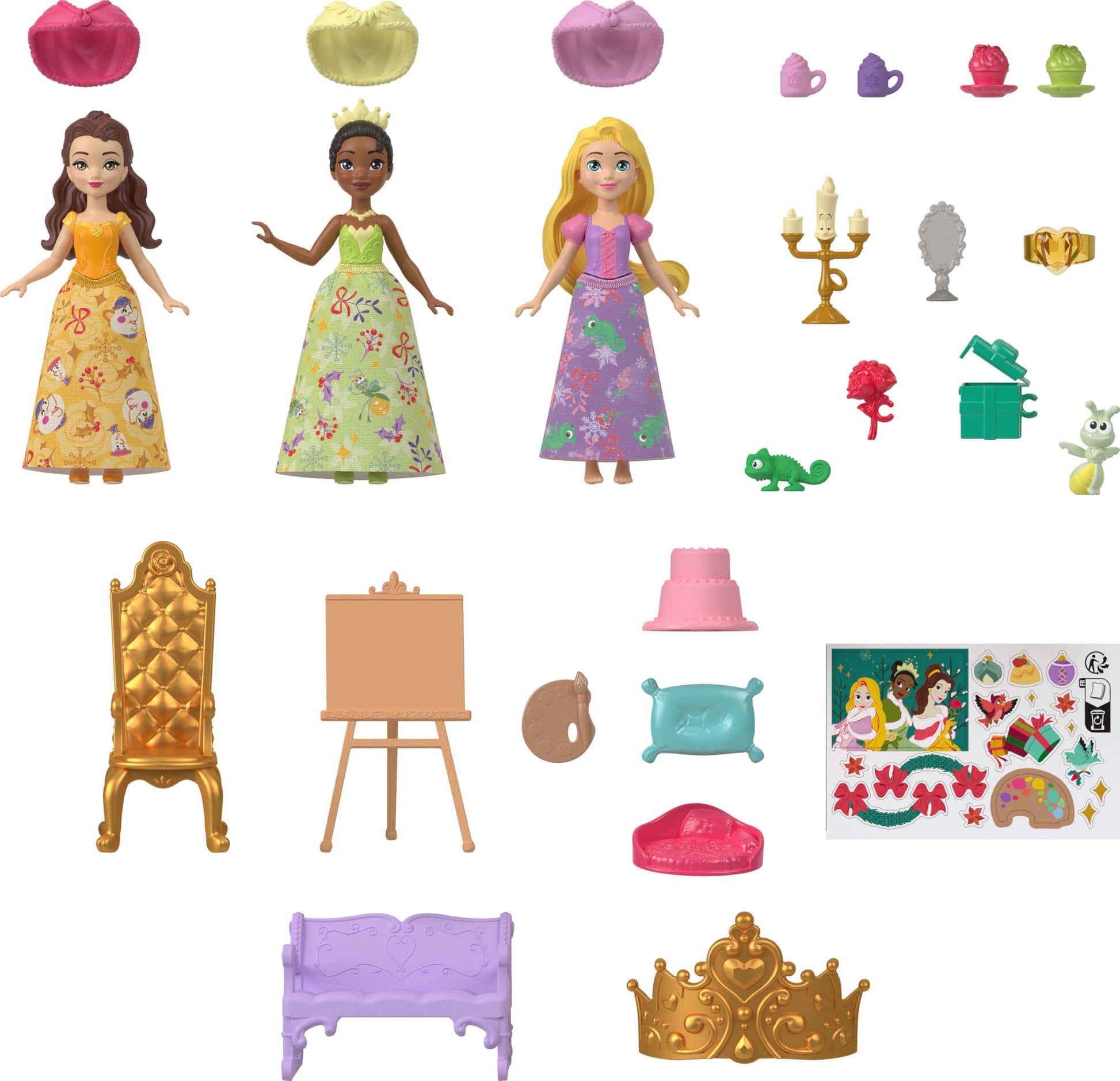 Mattel Disney Princess Doll Advent Calendar with 24 Days of Surprises, Including 3 Small Dolls, 3 Friends, 6 Fashions & 16 Accy Inspired by Movies (Amazon Exclusive) - Medaid International
