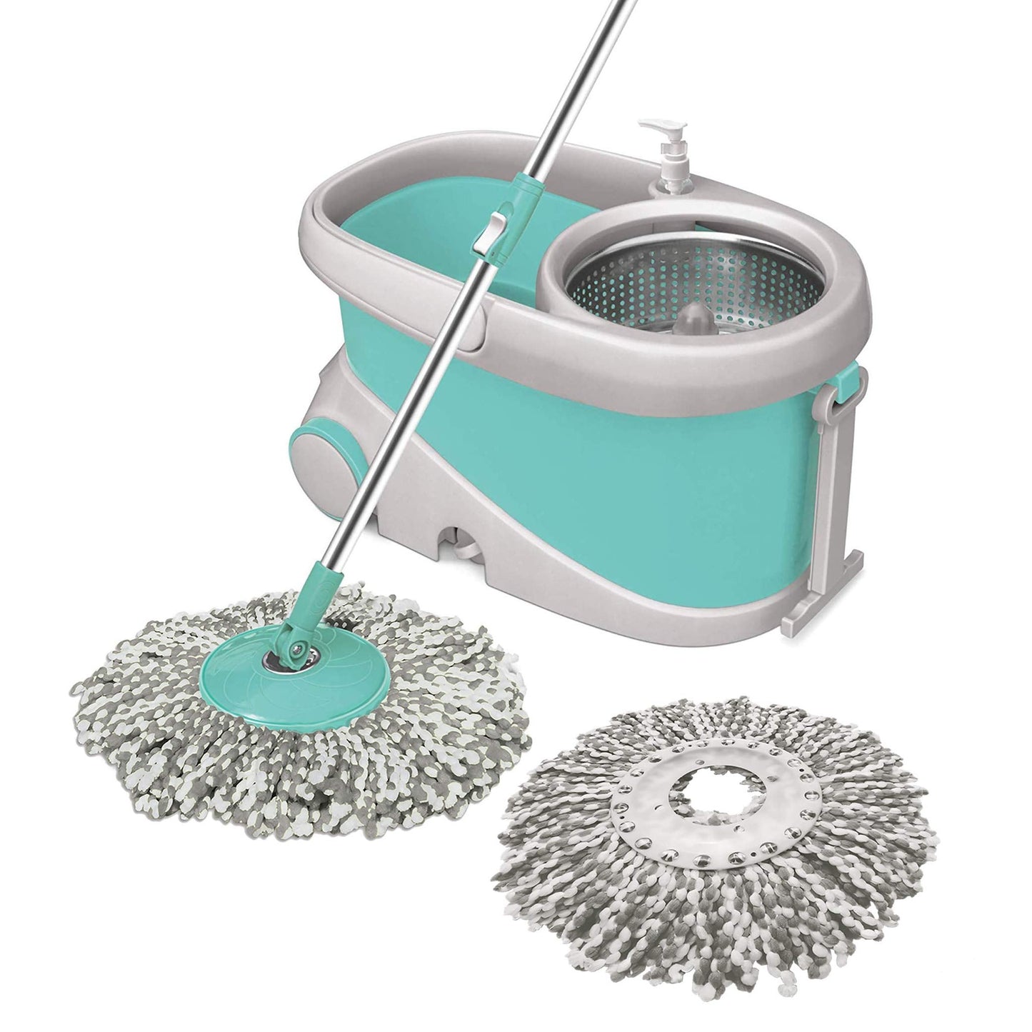 Spotzero by Milton Mop and Bucket with Wringer Set for Home, 360º Spin Mop and Bucket System with Microfiber Technology, Height Adjustable Handle, Kitchen Mop Floor Cleaning Prime Spin Mop - Medaid International