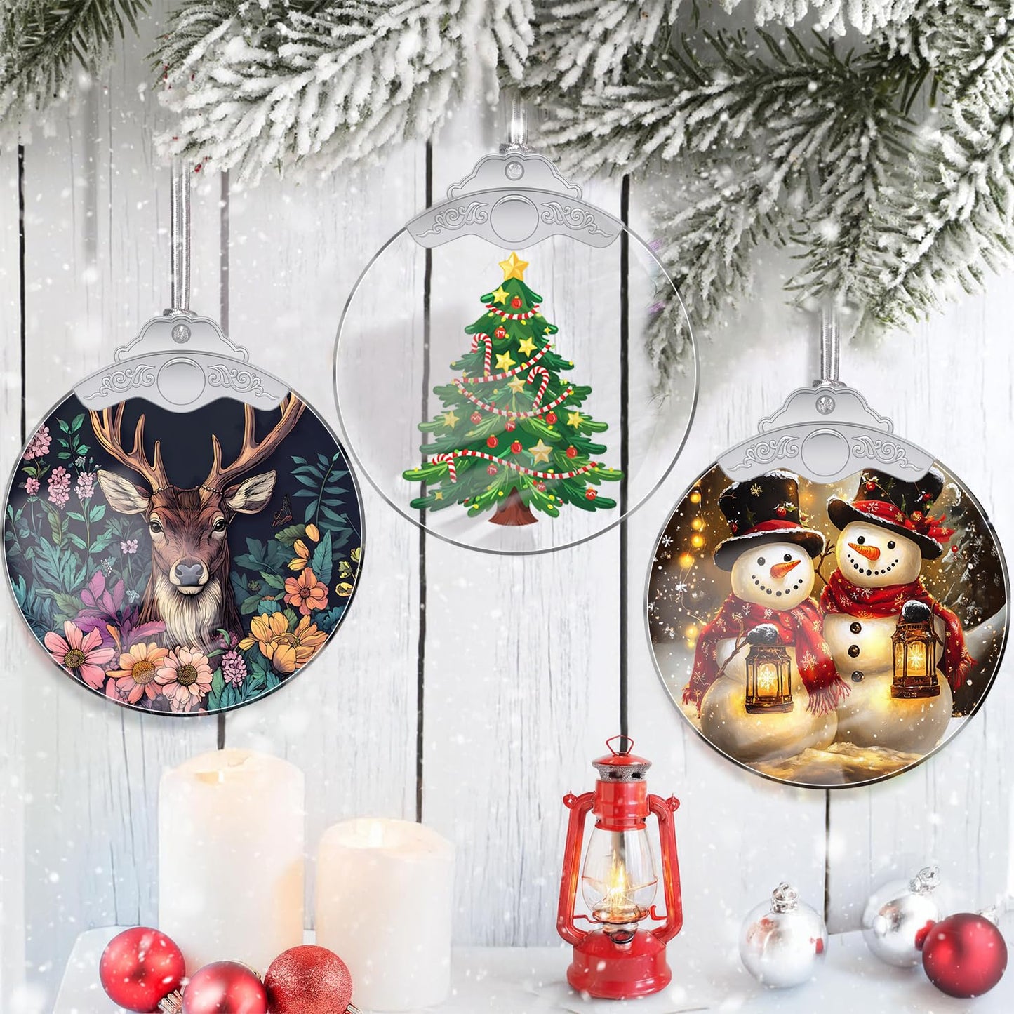 Christmas Ornaments Tree Crystal Hanging, Holiday Handmade Christmas Tree Ornaments, Car & Home Decoration - Xmas Bauble Present Acrylic Craft Decor, Gift Exchange Ideas for Family Friends C190 - Medaid International