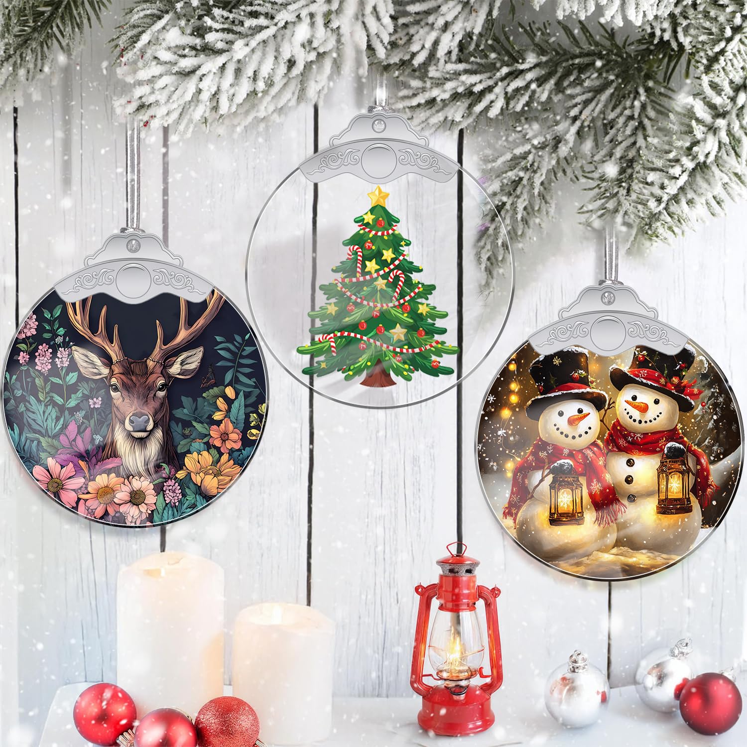 Christmas Ornaments Tree Crystal Hanging, Holiday Handmade Christmas Tree Ornaments, Car & Home Decoration - Xmas Bauble Present Acrylic Craft Decor, Gift Exchange Ideas for Family Friends C190 - Medaid International