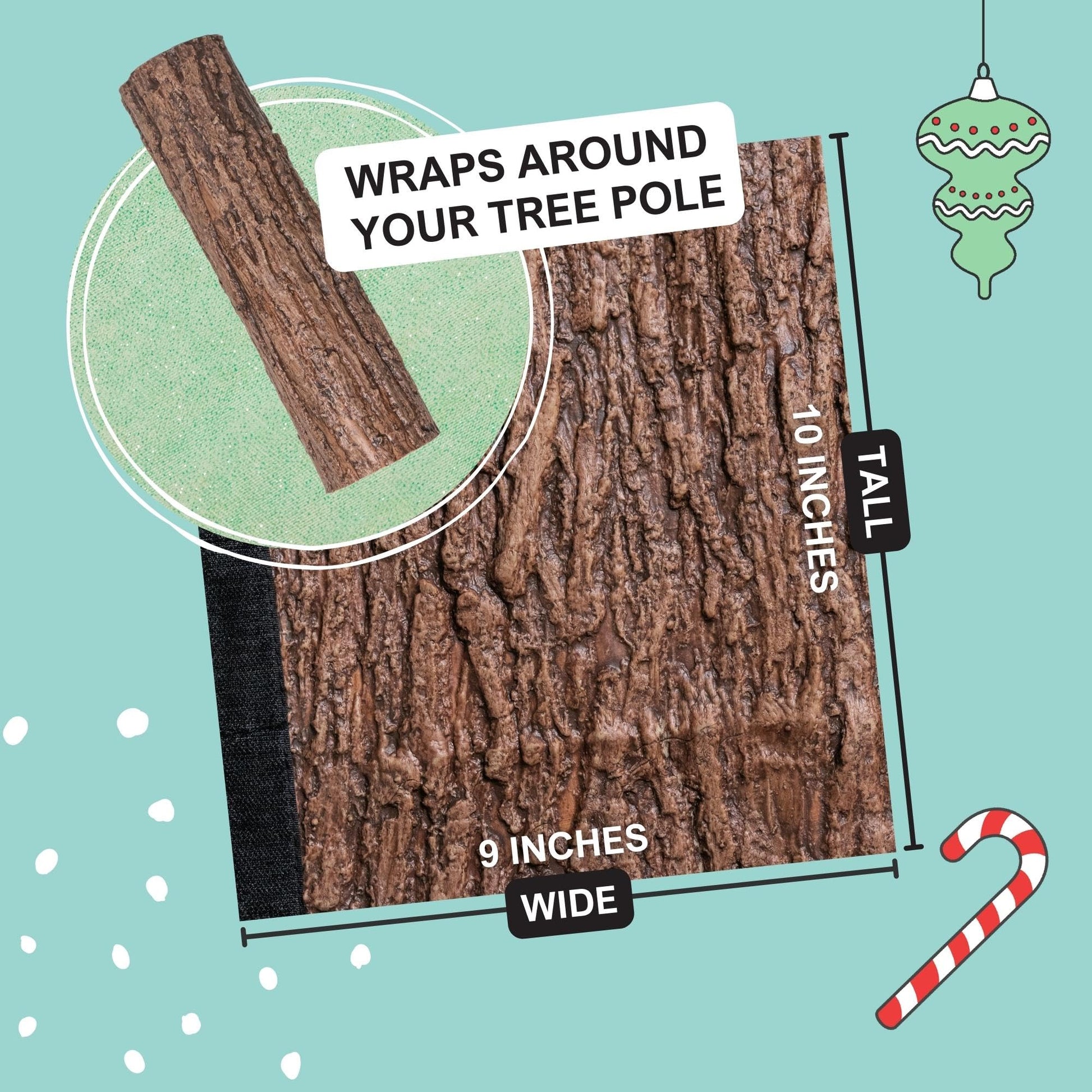 Realistic Faux Brown Bark Xmas Tree Skirt Hides Fake Pole, By Christmas Tree Hugger - Medaid International