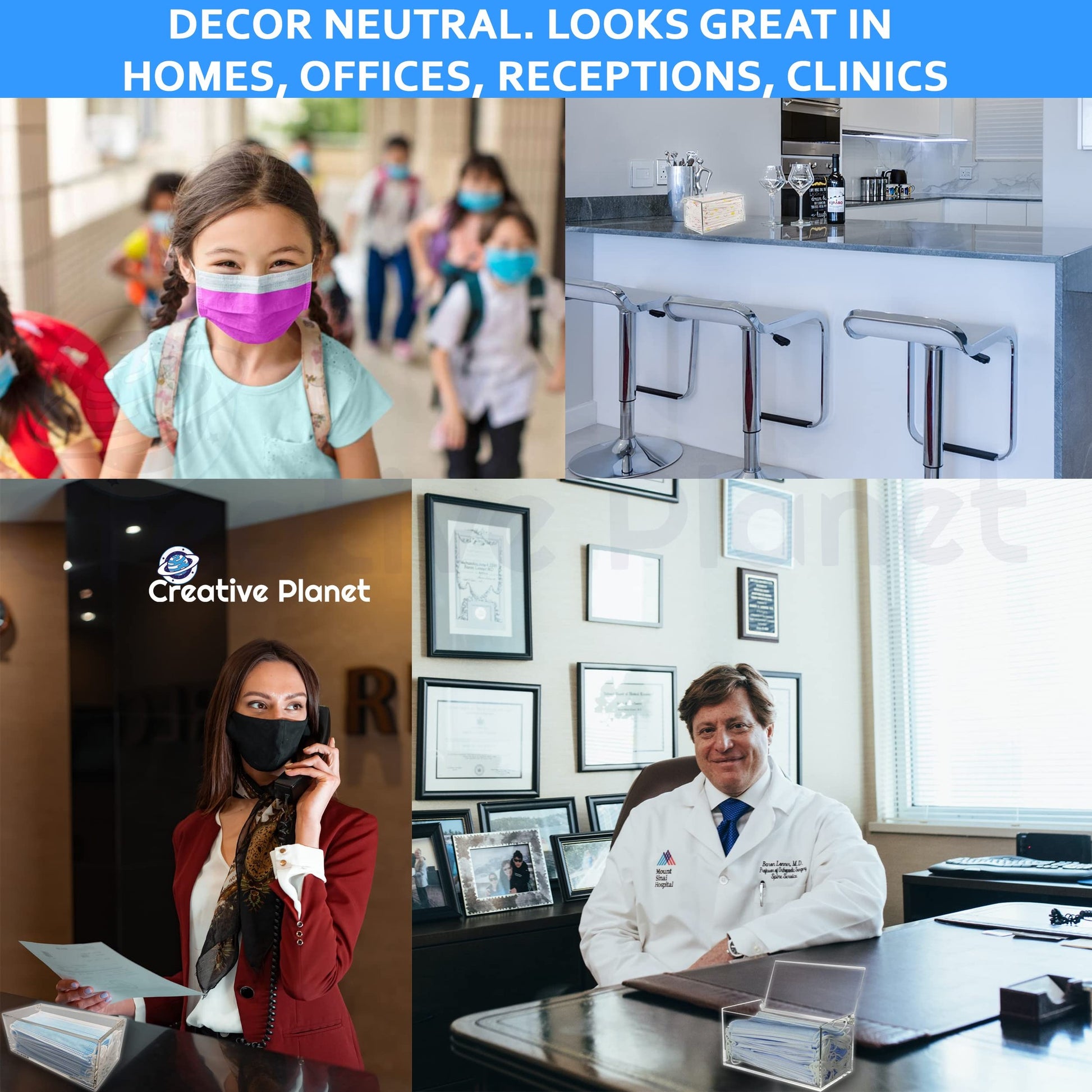 Creative Planet - Mask Dispenser, Hygienic Acrylic Mask Holder and Storage Box, High Clarity Mask Case for Home Office Car, Transparent Acrylic Container - Medaid International