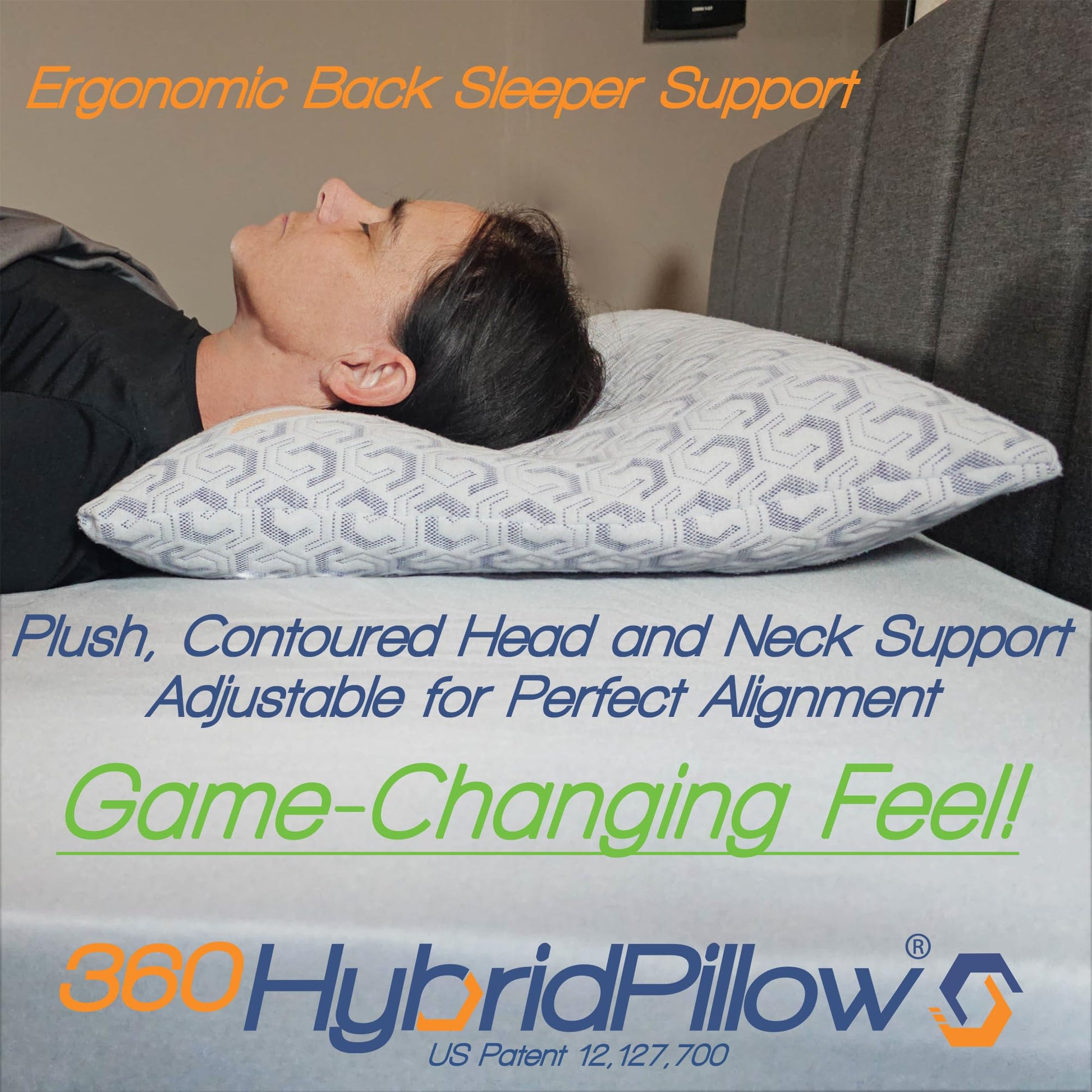 360 Hybrid Pillow® – Cervical Neck Pillow for Pain Relief | Ergonomic & Adjustable for Back, Side, Stomach Sleepers, Contoured Neck Roll, Shoulder Loft, Queen Size 29"x19", Patented Orthopedic Comfort - Medaid International