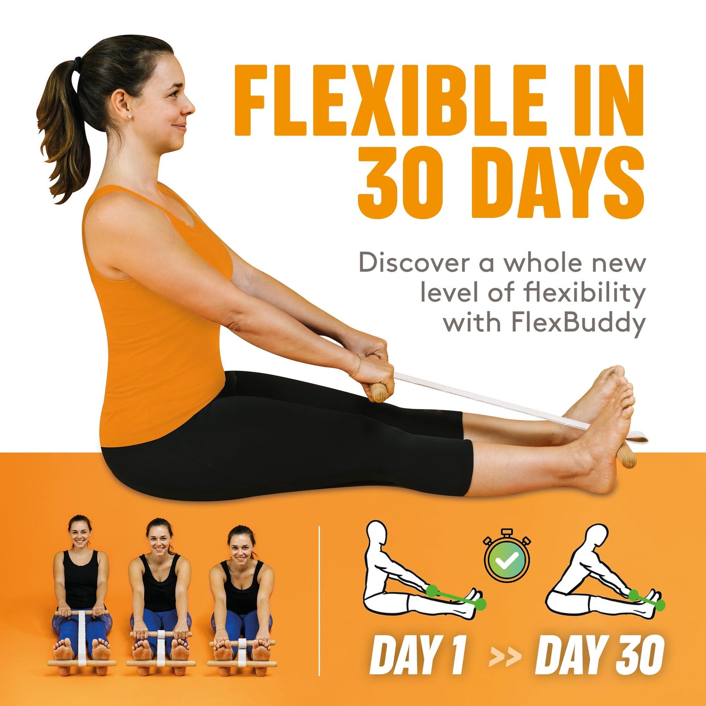 FlexBuddy® Stretching Tool – 2-in-1 Flexibility & Back Trainer | Daily Mobility & Pain Relief | Compact Stretch Aid for Home, Office & Gym - Medaid International