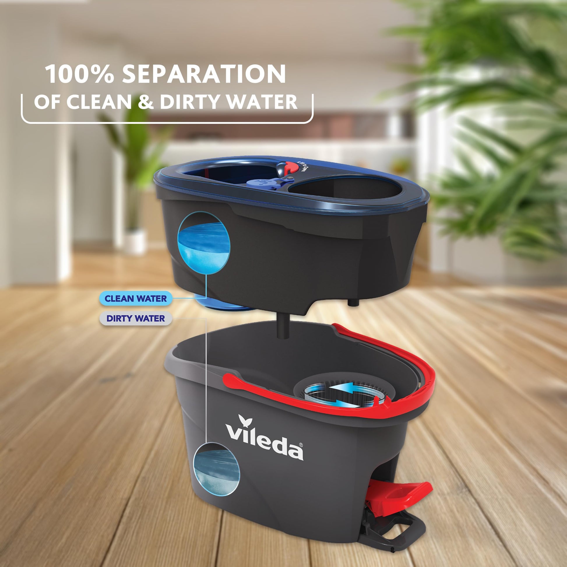 Vileda H2PrO Spin Mop System - Separates Clean and Dirty Water - Effortless Wringing - Microfibre Cleaning - Easy Assembly - Ergonomic Design - Medaid International