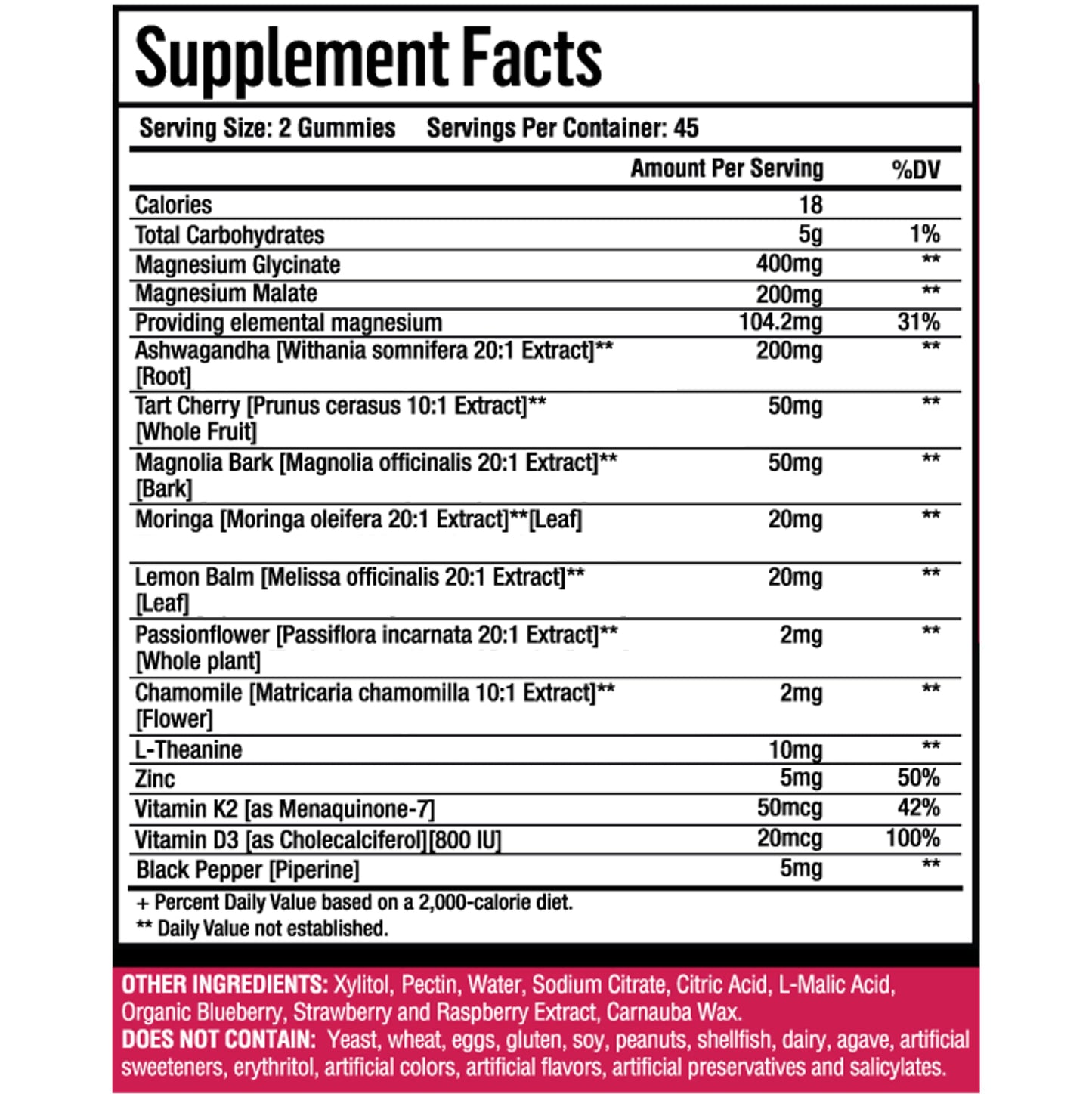 Adndale 90ct 15-in-1 Magnesium Glycinate Gummies 400 mg/serv- with Magnesium Malate, Ashwagandha, Tart Cherry, Magnolia Bark, Lemon Balm, Passionflower, Chamomile, L-Theanine, Zinc, Vitamin K2 & D3 - Medaid International