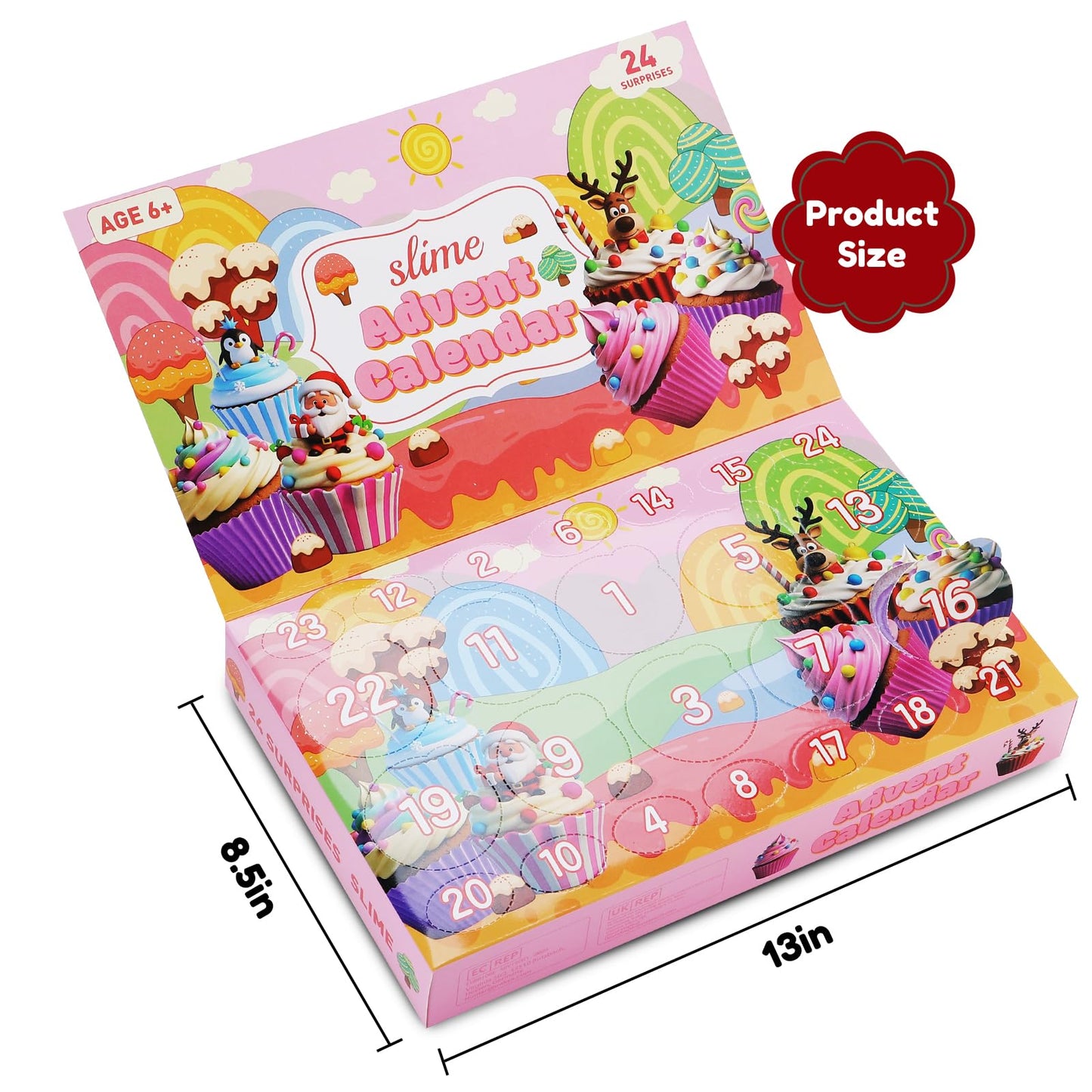 Slime Advent Calendar 2025, Christmas Countdown Calendar 24 Days, DIY Cute Butter Slime Supply Kit 24 Days of Surprises - Xmas Gifts with Charms Party Favors Stocking Stuffers for Kids - Medaid International