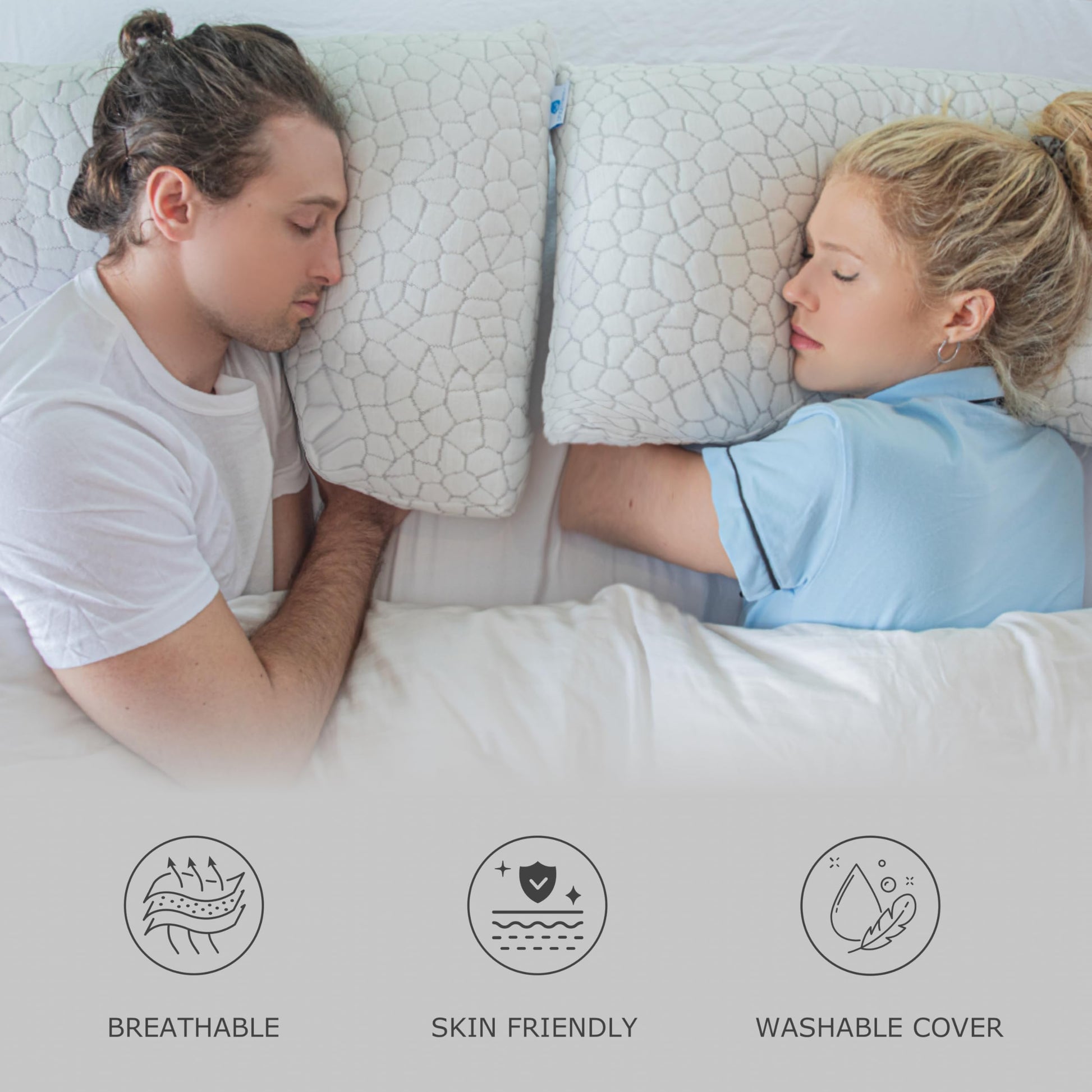 Pharmedoc Adjustable Shredded Memory Foam Bed Pillow - Perfect for Side Sleeper - Rectangular - Neck Support for Pain Relief - Queen Size - Extra Filling Pack - Medaid International