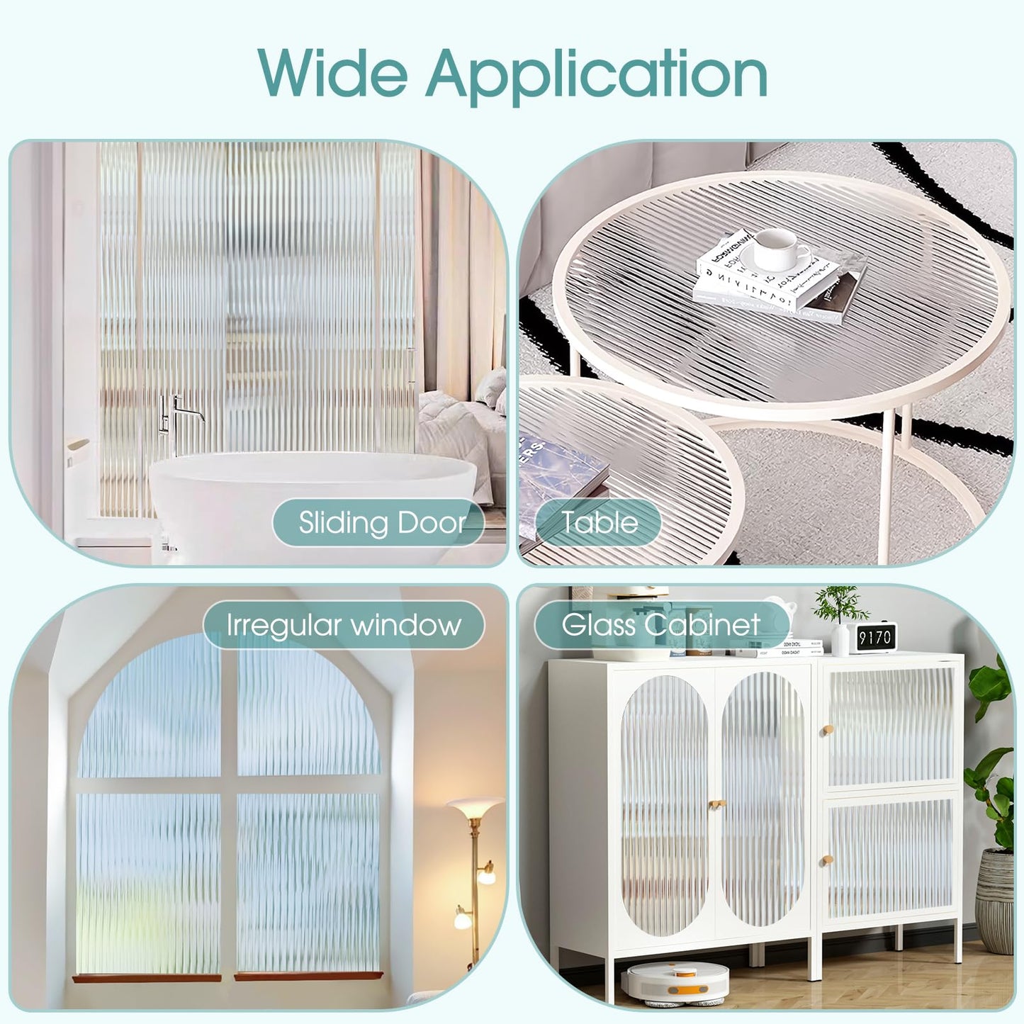 Coavas Window Privacy Film Reeded Glass, Frosted 3D Fluted Glass Window Cling, Adhesive Vinyl Decorative Door Stickers for Bathroom Home Sun Blocking, 17.5x78.7 in, Translucent - Medaid International