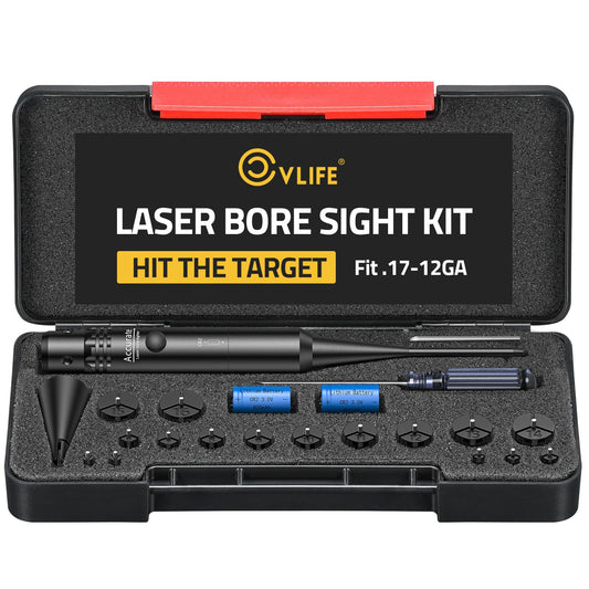 CVLIFE Bore Sight Laser Kit fit 0.17 to 12GA Calibers, Professional Red Laser Boresighter Kit for All Gun, Multiple Caliber Bore Sighting Kit for Hunting Rifles Pistols and Handgun - Medaid International