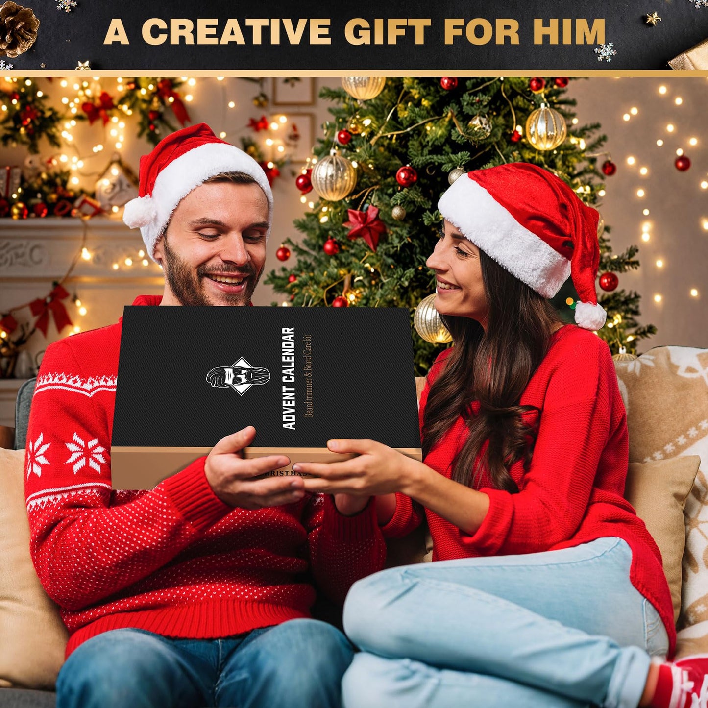 Hair & Beard Advent Beauty Calendar 2025 for Men Grooming Kit, 24 Days Christmas Countdown Calendar with Electric Trimmer Kit & Beard Care Kit for Men, Creative Gifts for Father Dad Husband Boyfriend - Medaid International