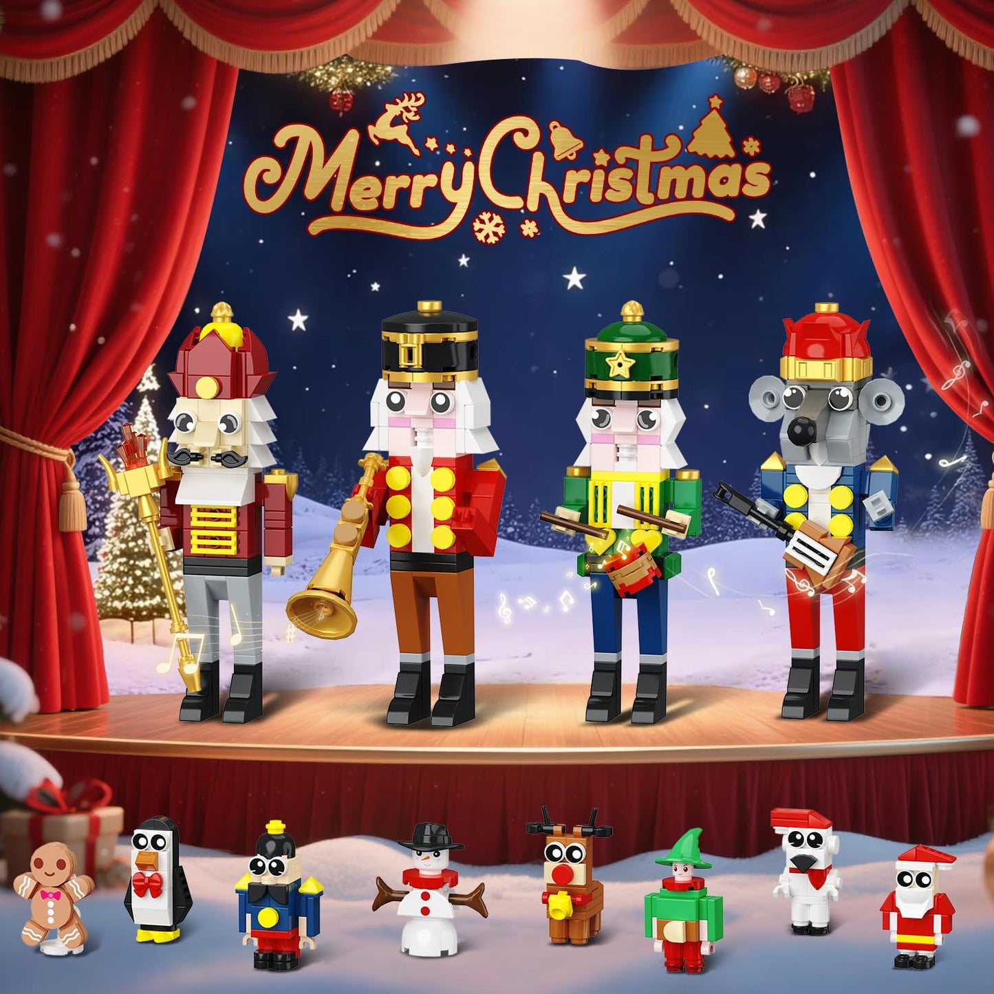 HOGOKIDS Advent Calendar 2025 Nutcracker Theater Building Set with Light, 24 Day Christmas Countdown Calendar 3.6 Mini Building Block Toy with 4 Nutcracker & 8 Minifigures, Gift for Adult Girl Boy 10+ - Medaid International