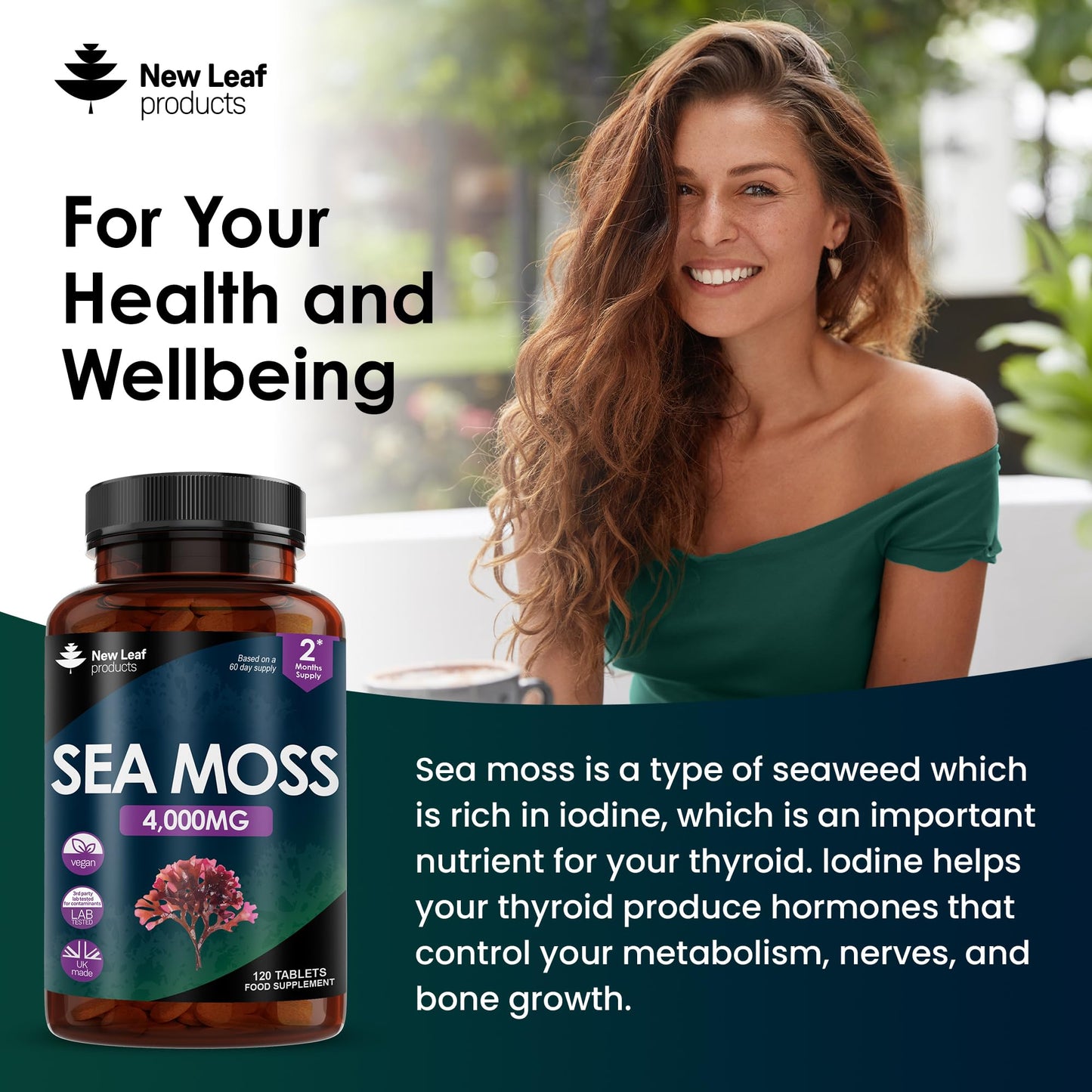 Extract High Strength 2000mg - Sea Moss Supplement 120 Tablets (not sea Moss Capsule) High Potency - UK Made - Vegan - Non GMO - Medaid International