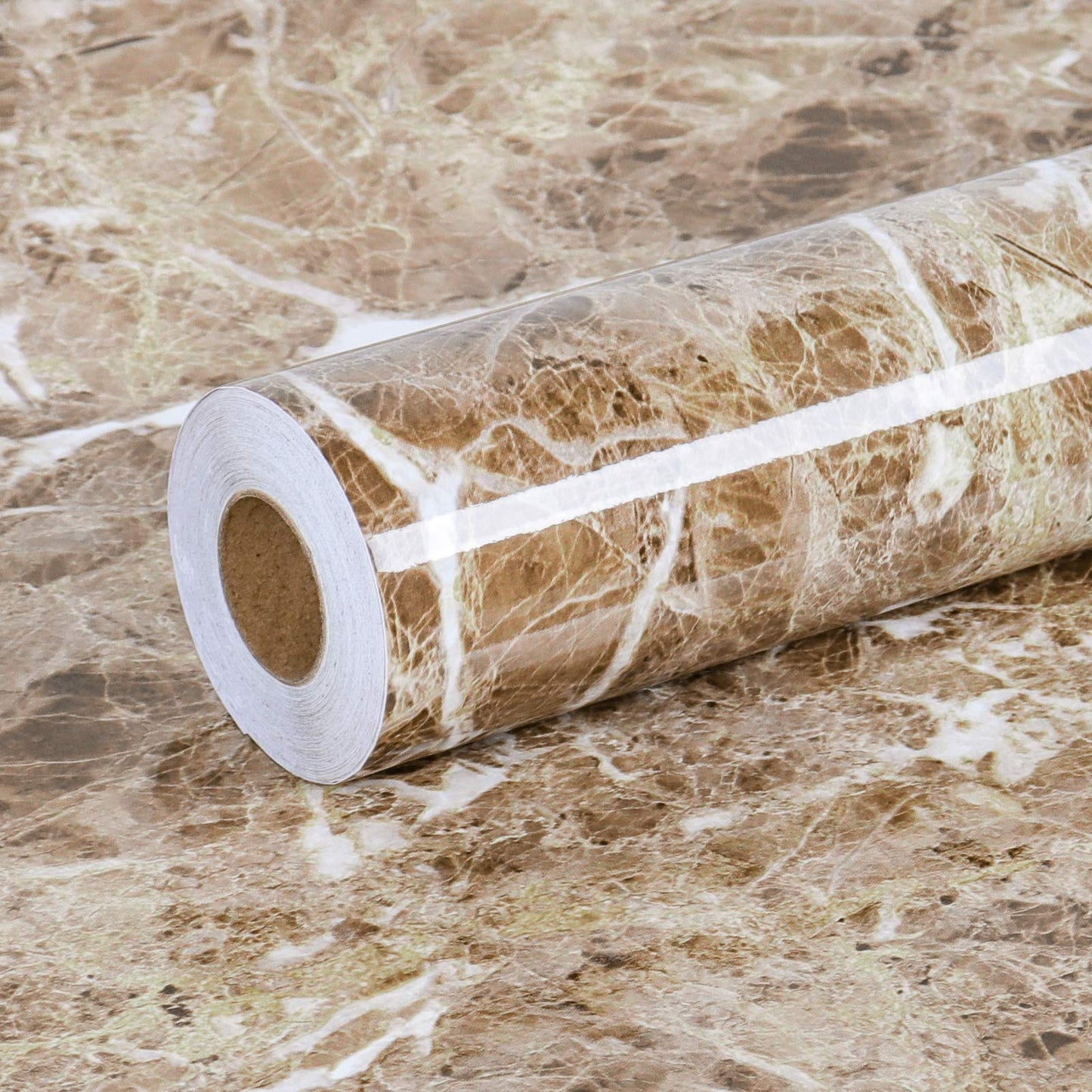 VEELIKE Faux Marble Counter Top Covers Peel and Stick Wallpaper Granite Contact Paper Decorative Kitchen Wall Paper Brown Waterproof Self Adhesive Removable Wallpaper for Cabinet Locker 15.7inx354in - Medaid International