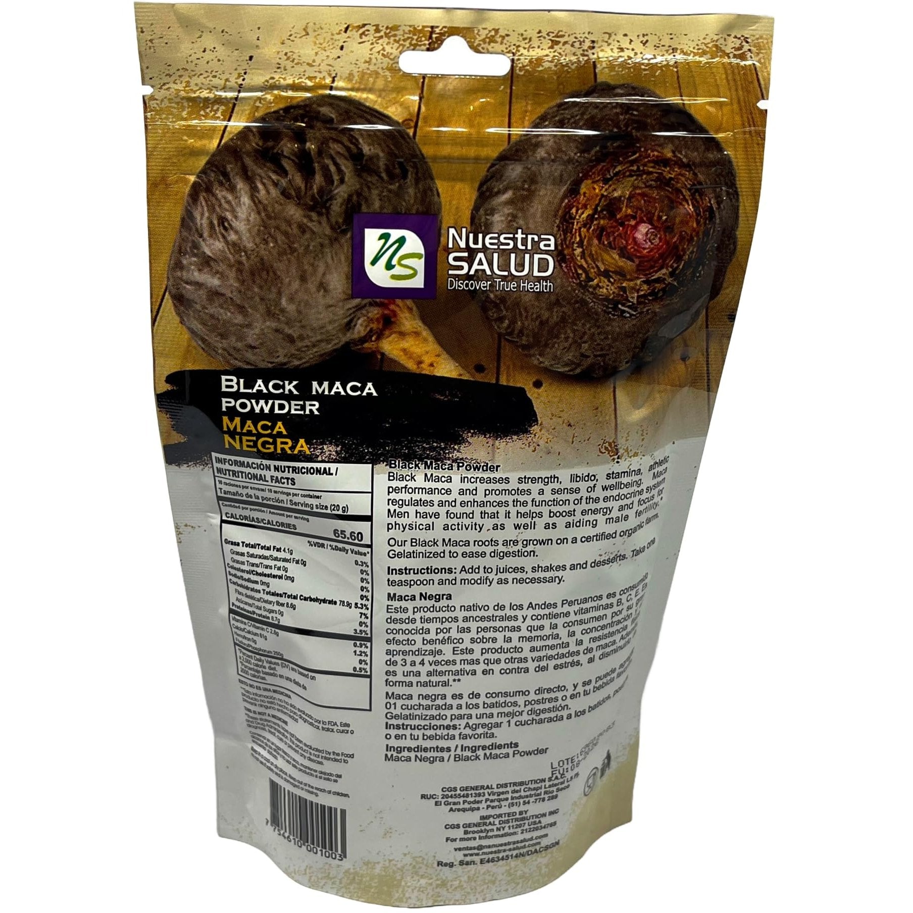 Generic Black Maca Root Powder Value Pack (400g) Unleashed The Power of Peruvian Black Maca Gelatinized Raiz de Maca Negra en Polvo - Medaid International