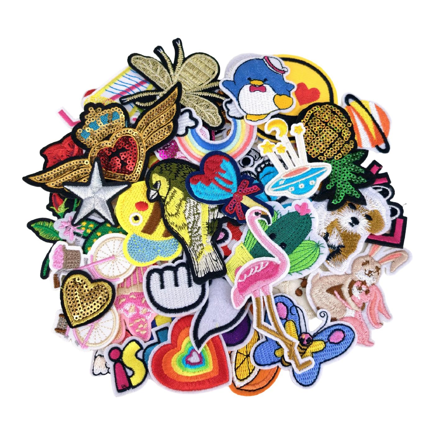 50pcs Mix Lots Iron On& Sewing On Patches,Applique Patches for Sweatshirts, Skirts, Hats, Socks, Backpack,Bag,Jeans DIY Accessories - Medaid International