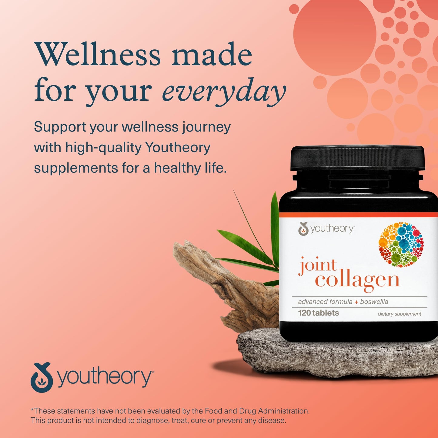 Youtheory Joint Collagen Advanced - Hair, Nail, Bone, Muscle & Joint Support* - Collagen for Women & Men - with 18 Amino Acids, Boswellia Extract, Turmeric & Quercetin - 120 Tablets (60-Day Supply) - Medaid International