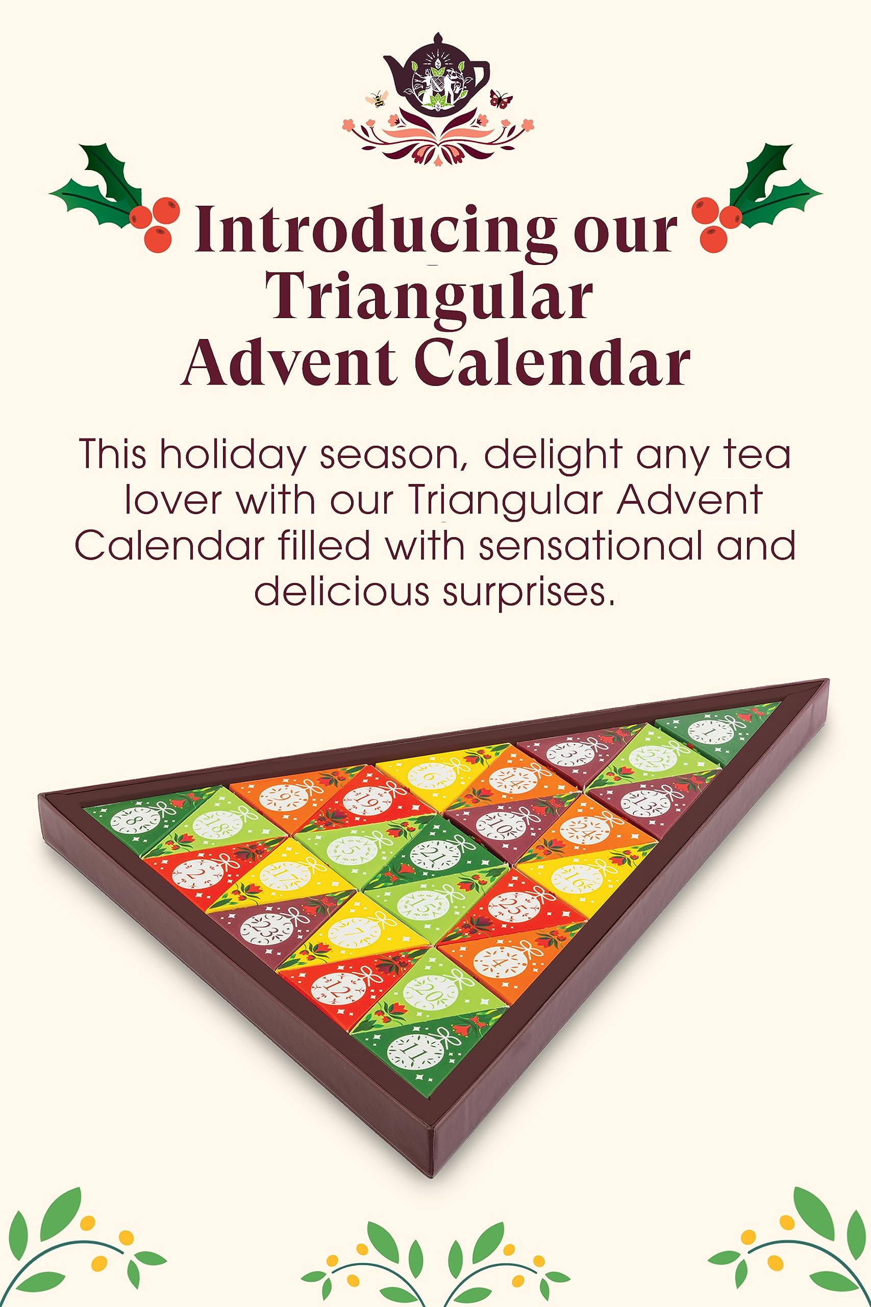 English Tea Shop Advent Calendar Nativity- 25 Pyramid Biodegradable Tea Bags - Medaid International