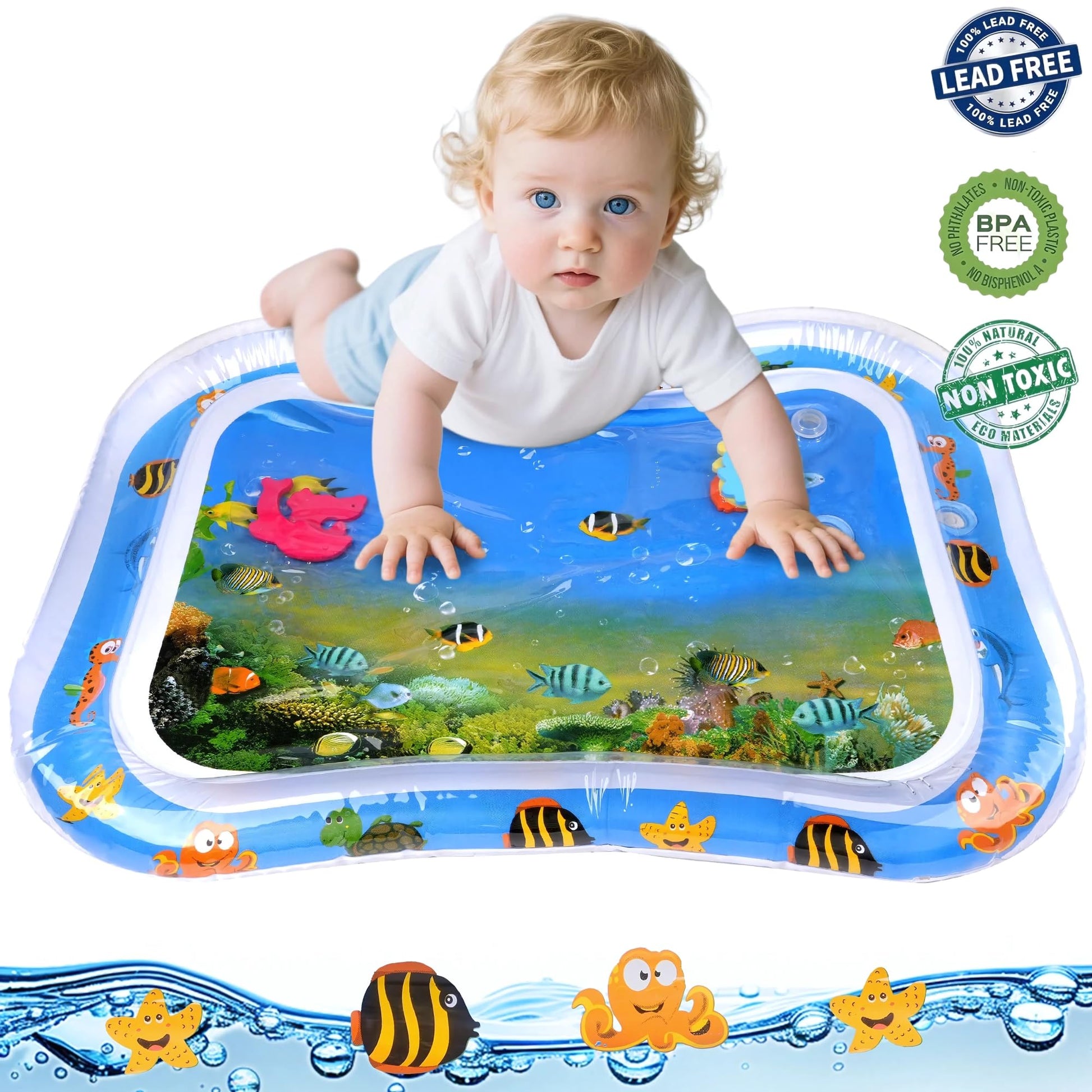 Shoping Solutions LLC Inflatable Tummy Time Water Mat for Babies – Sensory Activity Mat for Infants (3-24 Months), Leakproof Baby Toy for Motor Skill Development - Medaid International