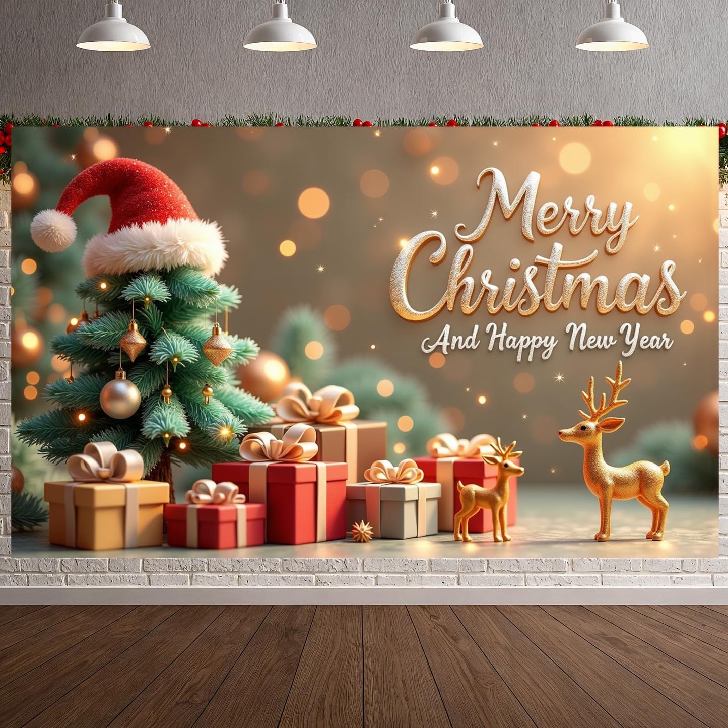 Christmas New Year Boxes Banner Christmas Tree Banner Festive Ornaments Reindeer Decoration for Holiday Decoration Party - Medaid International