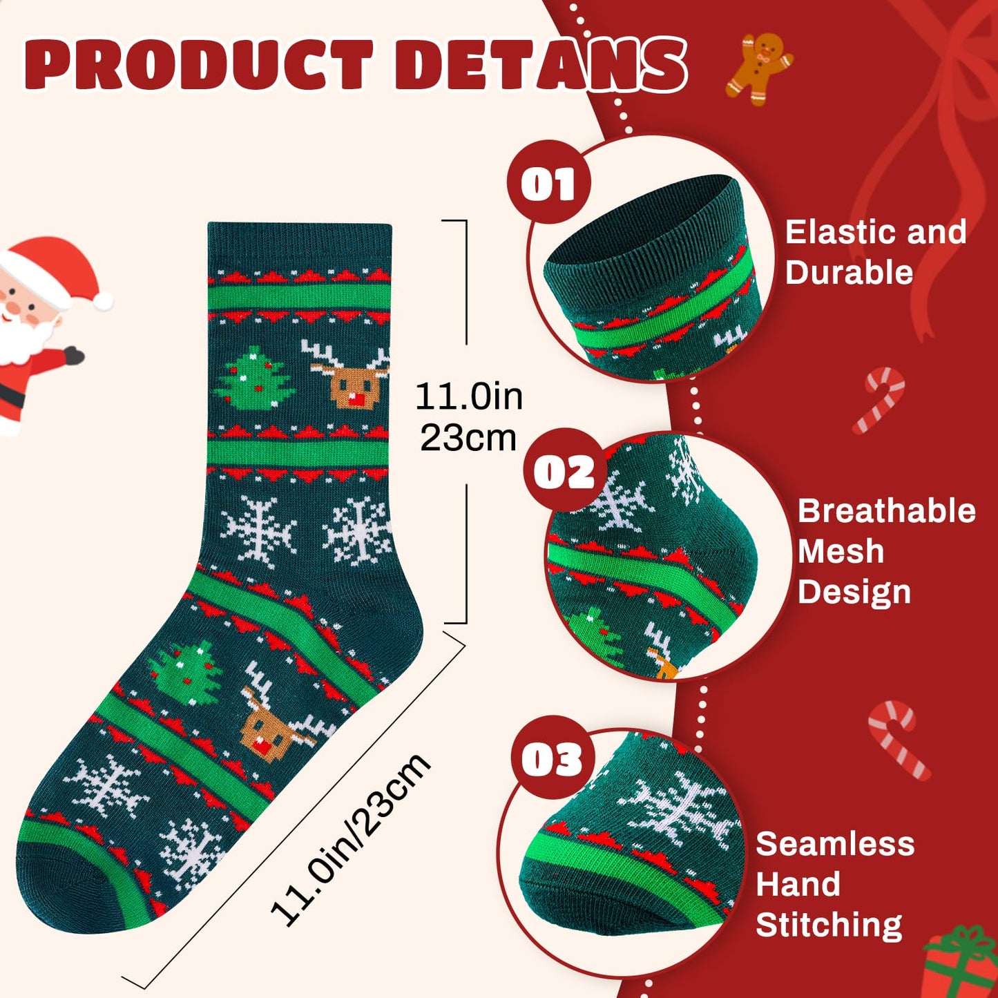 MGparty 12 Pairs Christmas Socks for Women, Holiday Crew Socks, Funny Novelty Xmas Gift Socks for Christmas - Medaid International