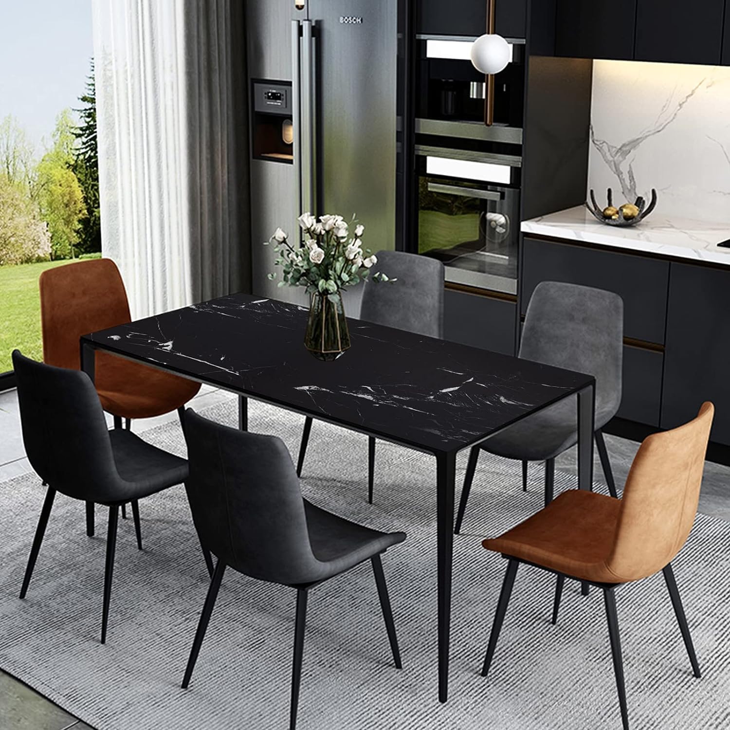 practicalWs 17.71" x 78.7" Marble Contact Paper Black/White Peel and Stick Wallpaper Thicken Self Adhesive Black Wallpaper for Countertops Cabinets Decorative Easy to Remove Upgrade - Medaid International