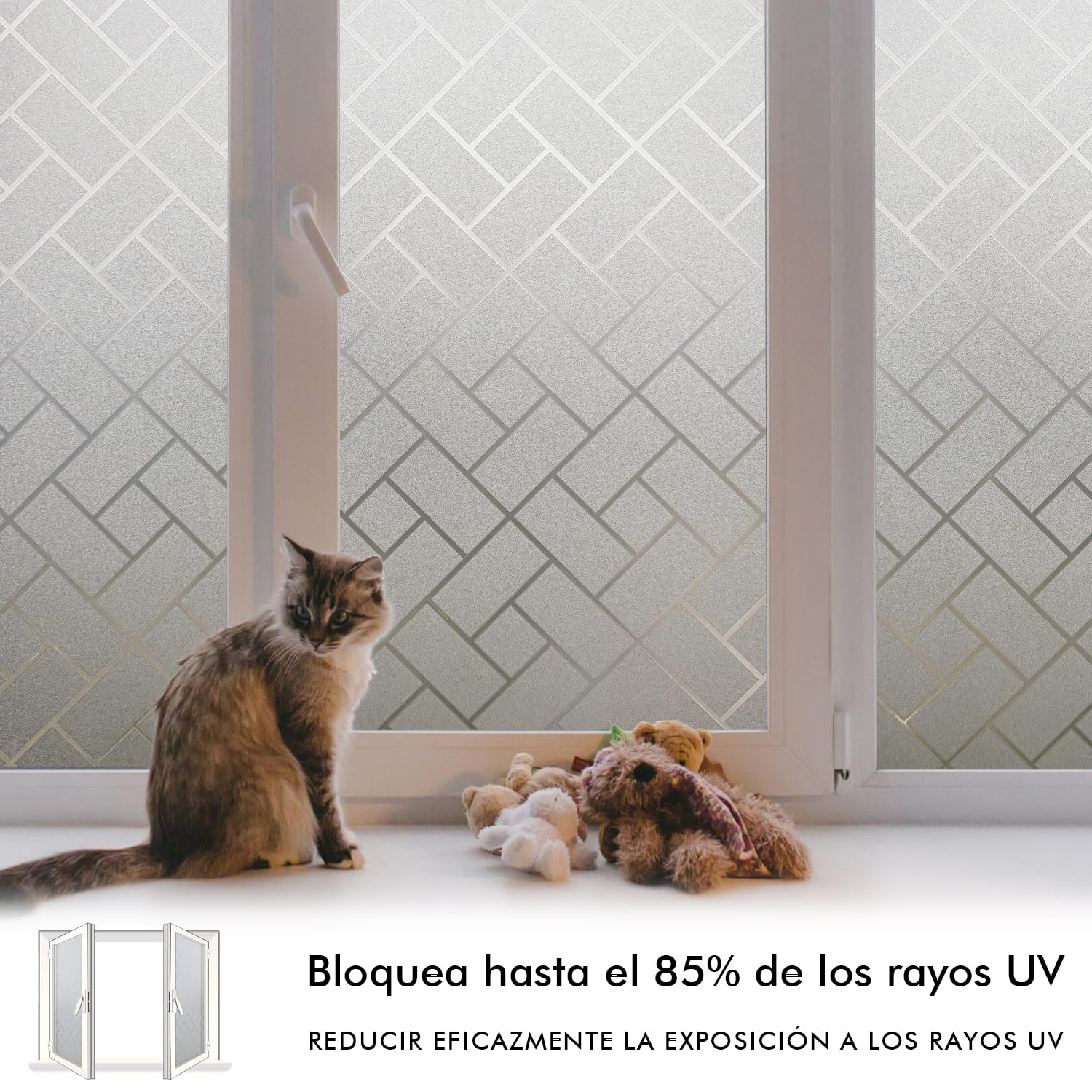 Arthome 17.7 x100 inch Privacy Window Glass Films No Glue Frosted Static Cling UV Protection Heat Control Home Decorative for Living Room Bathroom Bedroom Kitchen Office (45 x 254 cm,AHS160) - Medaid International