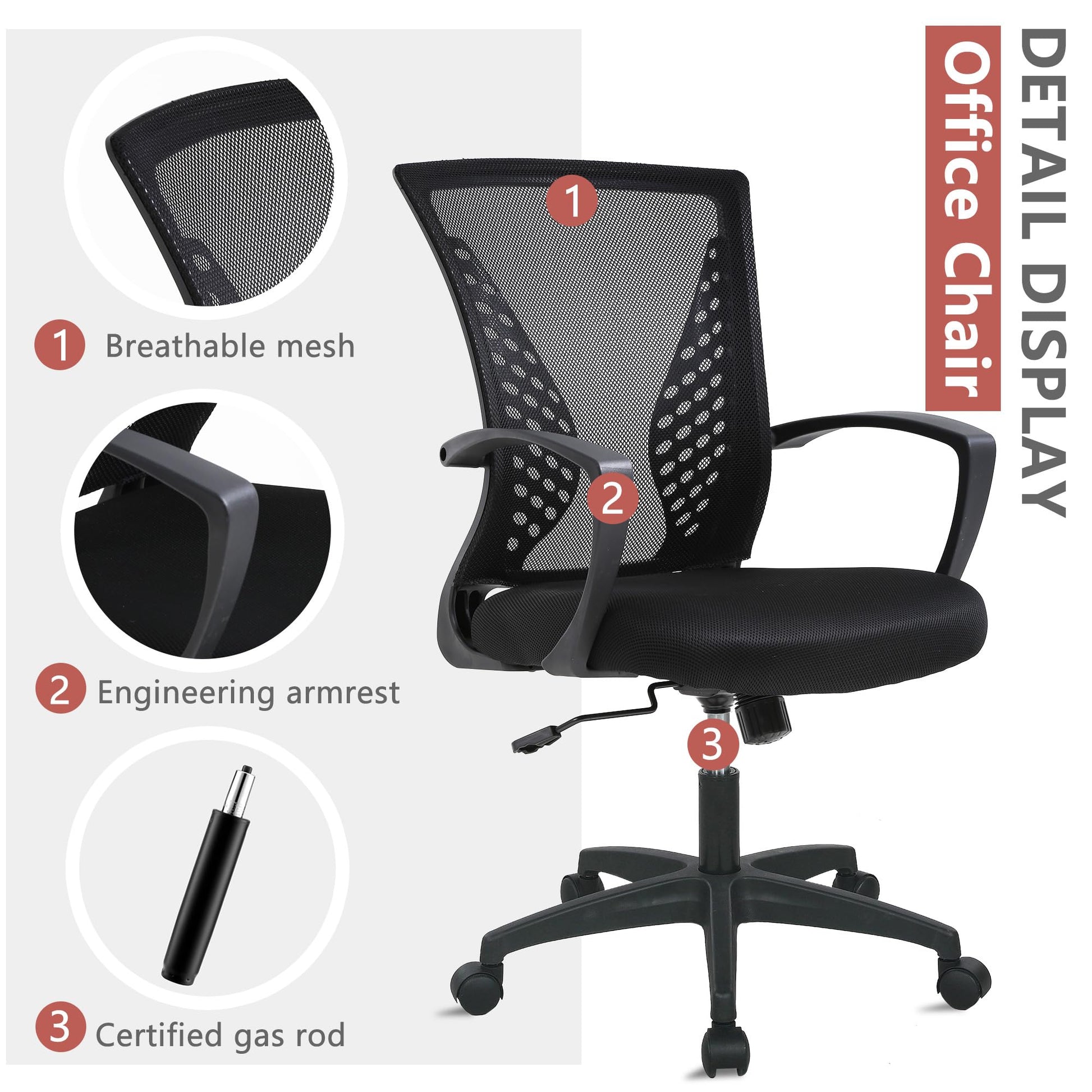PayLessHere Office Computer Gaming Chair Ergonomic Mesh Desk Chair Adjustable Video Game Chairs with 360 Degrees Swivel Wheels Armrest Lumbar Support for Home Office,Black - Medaid International