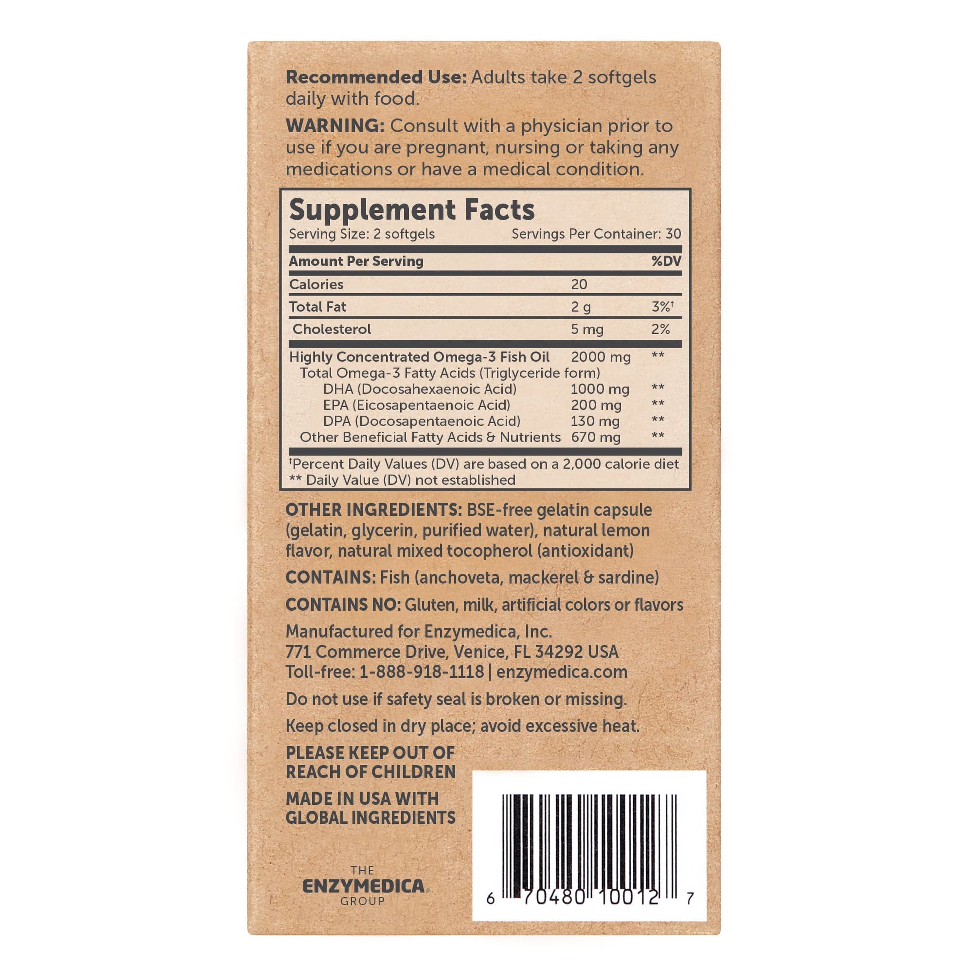 Enzymedica Aqua Biome Maximum Strength Omega 3 Fish Oil, 60 Softgels - Medaid International