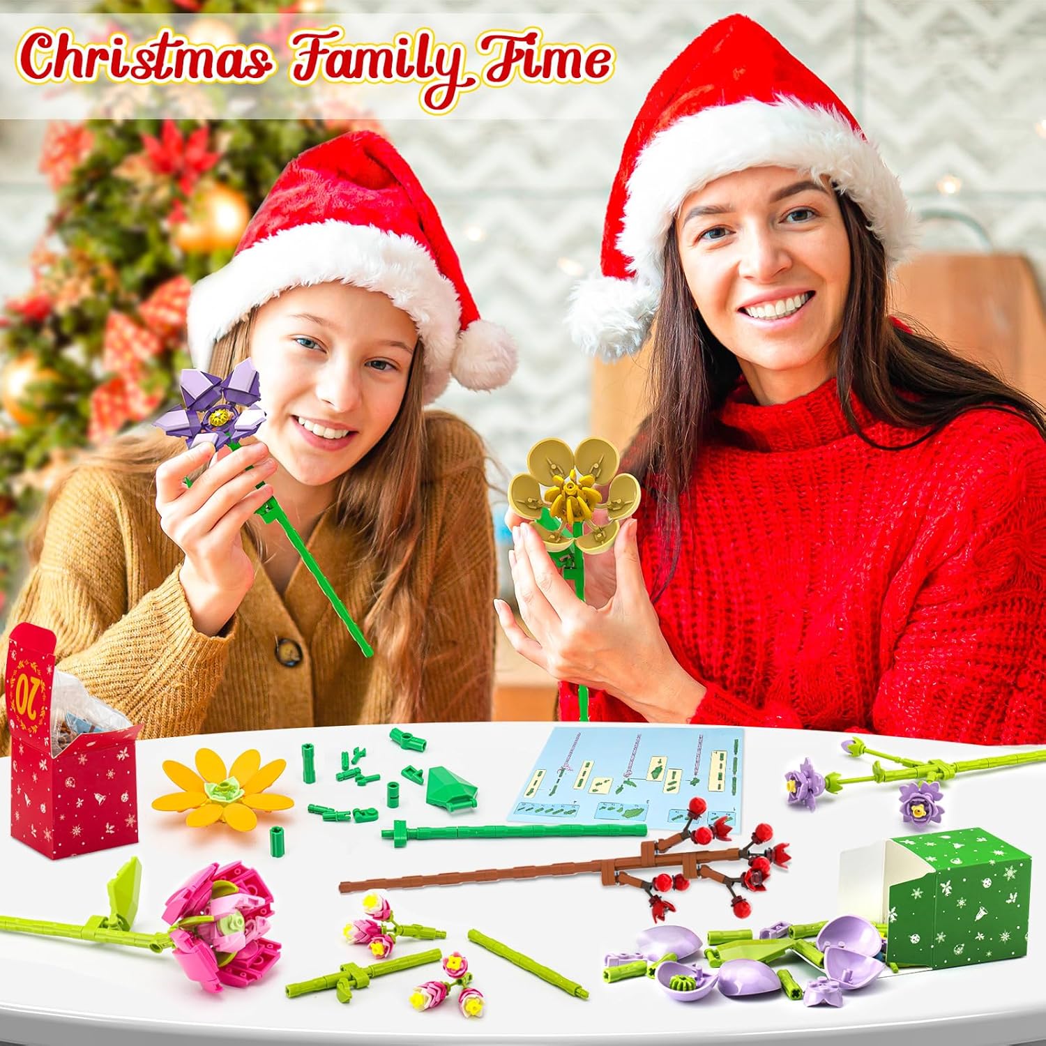 Advent Calendar 2025 Flower Bouquet Building Blocks for Adults Teens Kids, 24 Days Christmas Countdown Calendars with 24 Kinds of Flowers, Unique Advent Calendar for Women Girls Boys - Medaid International