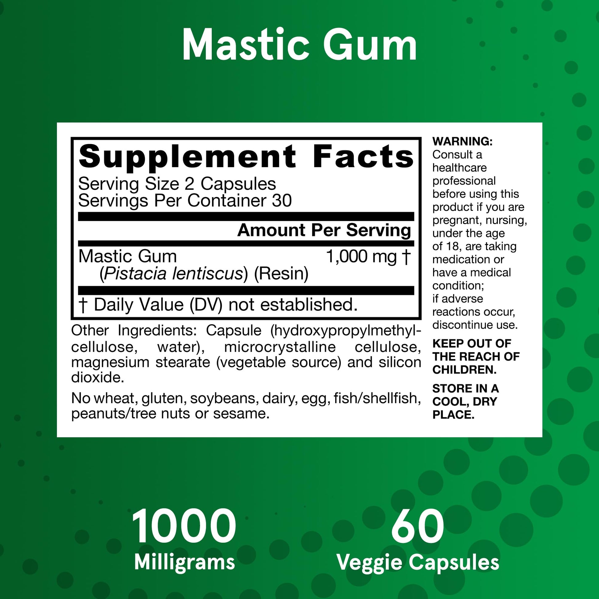 Jarrow Formulas Mastic Gum 1000 mg - 60 Veggie Caps - Natural Formula Supporting Stomach, Duodenal & Oral Health - 30 Servings - Medaid International