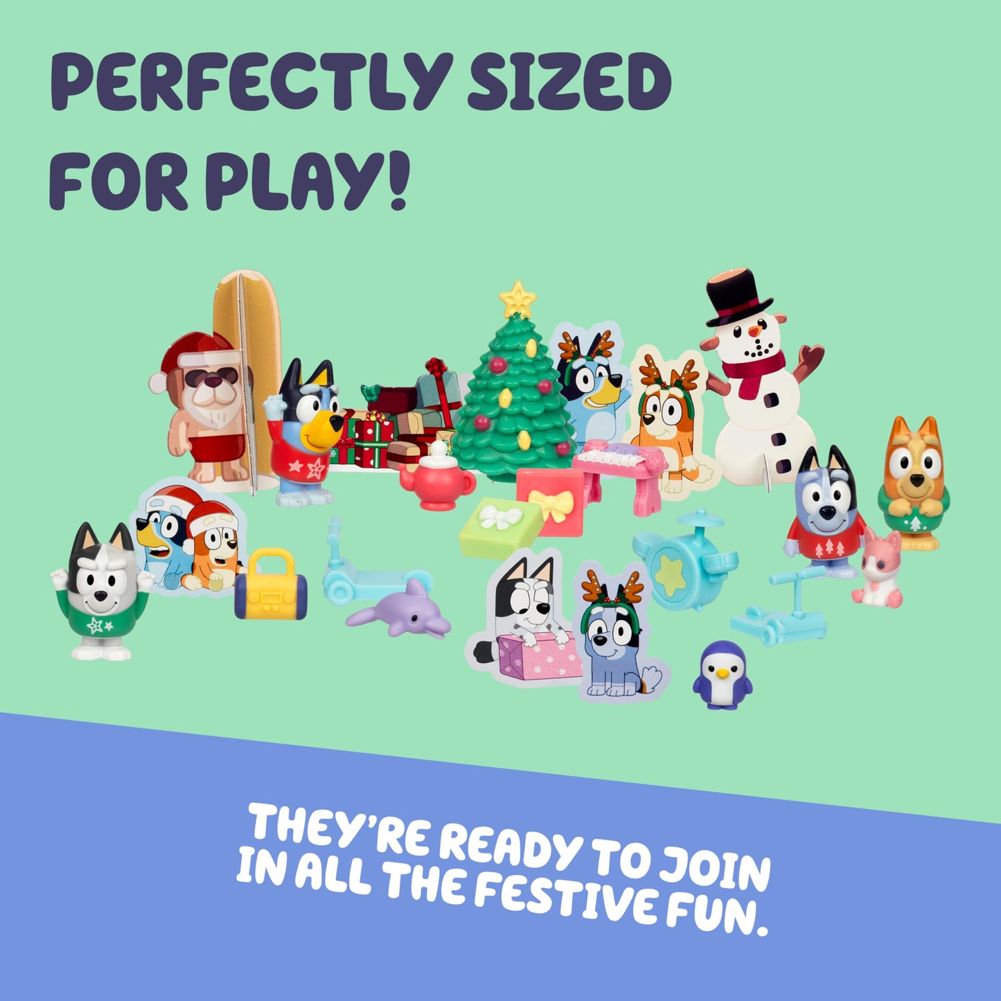 Bluey Mini Figures Christmas Advent Calendar, 24-Day Christmas Calendar Countdown with Festive Bingo, Muffin, and Socks, Advent Calendars for Ages 3+ - Medaid International